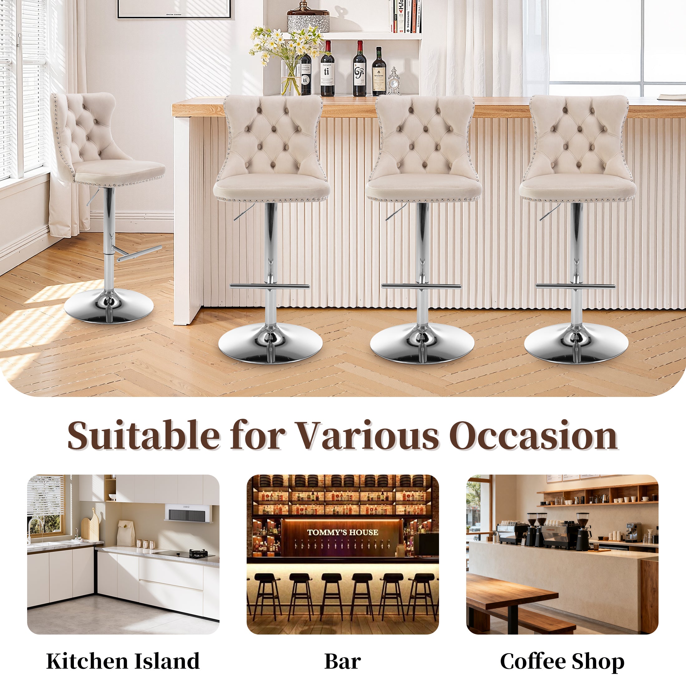 PAPROOS Bar Stools Set of 4