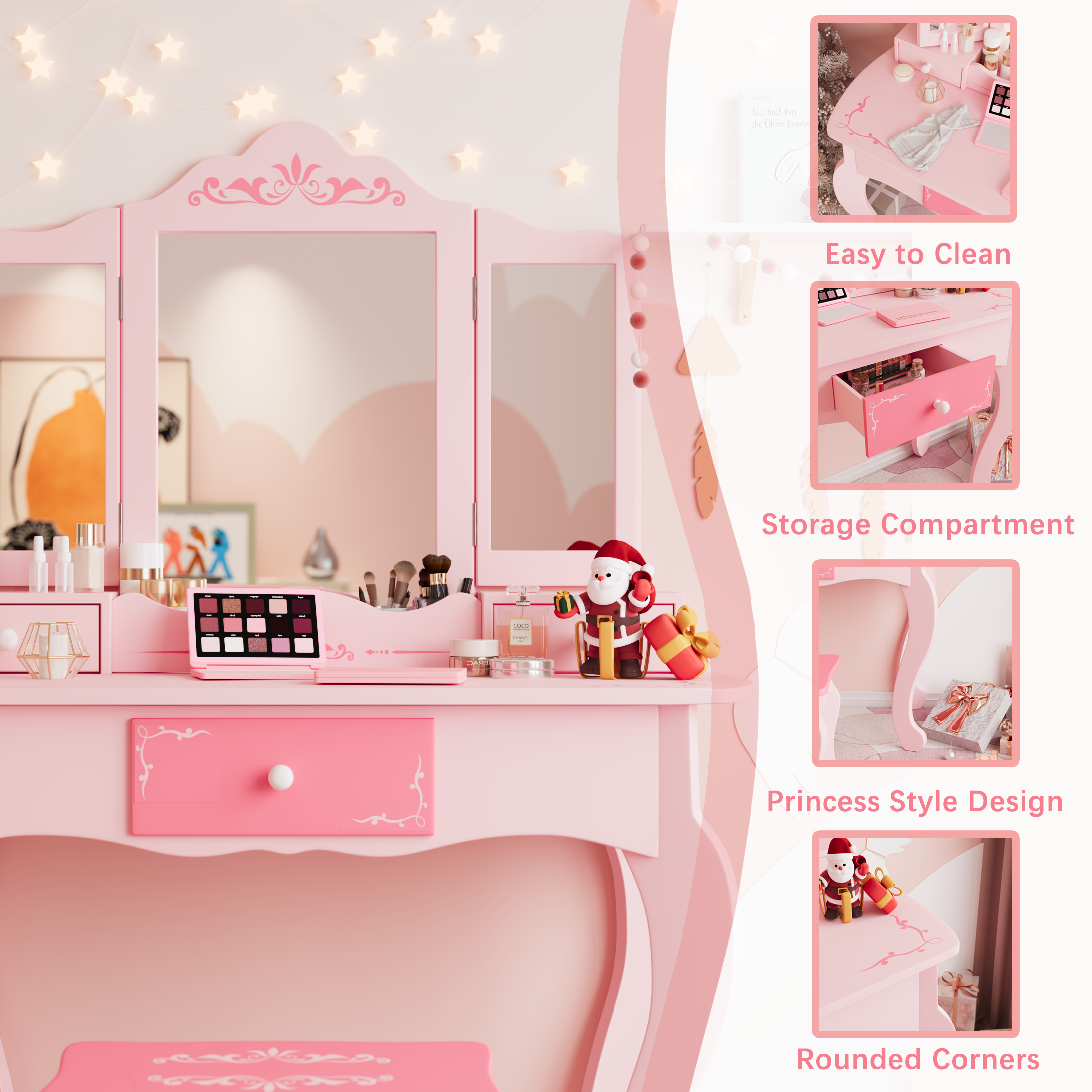 PAPROOS Kids Vanity with Mirrors