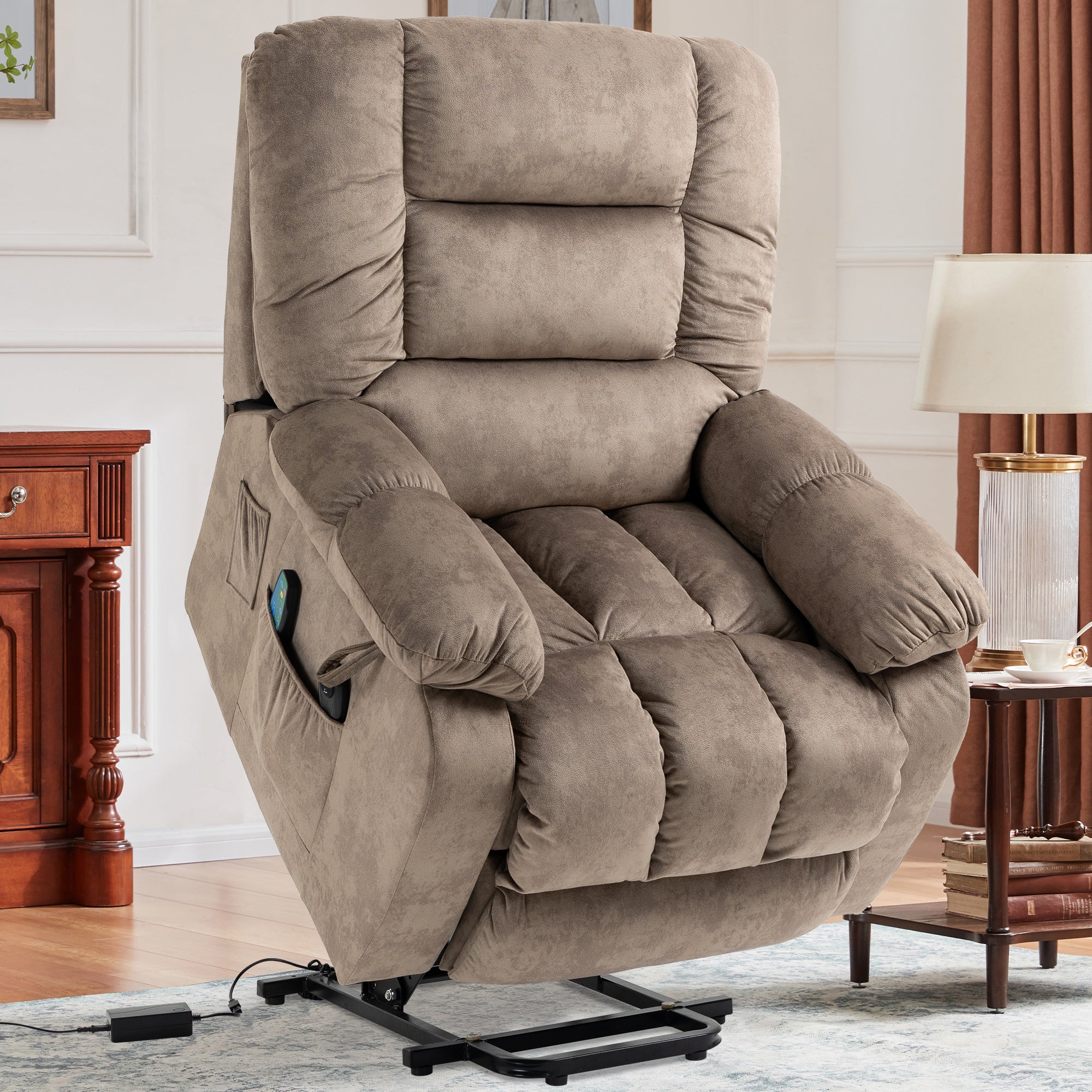 PAPROOS Recliner Chair, Electric Power Lift Recliner with Heat Therapy and Massage Function