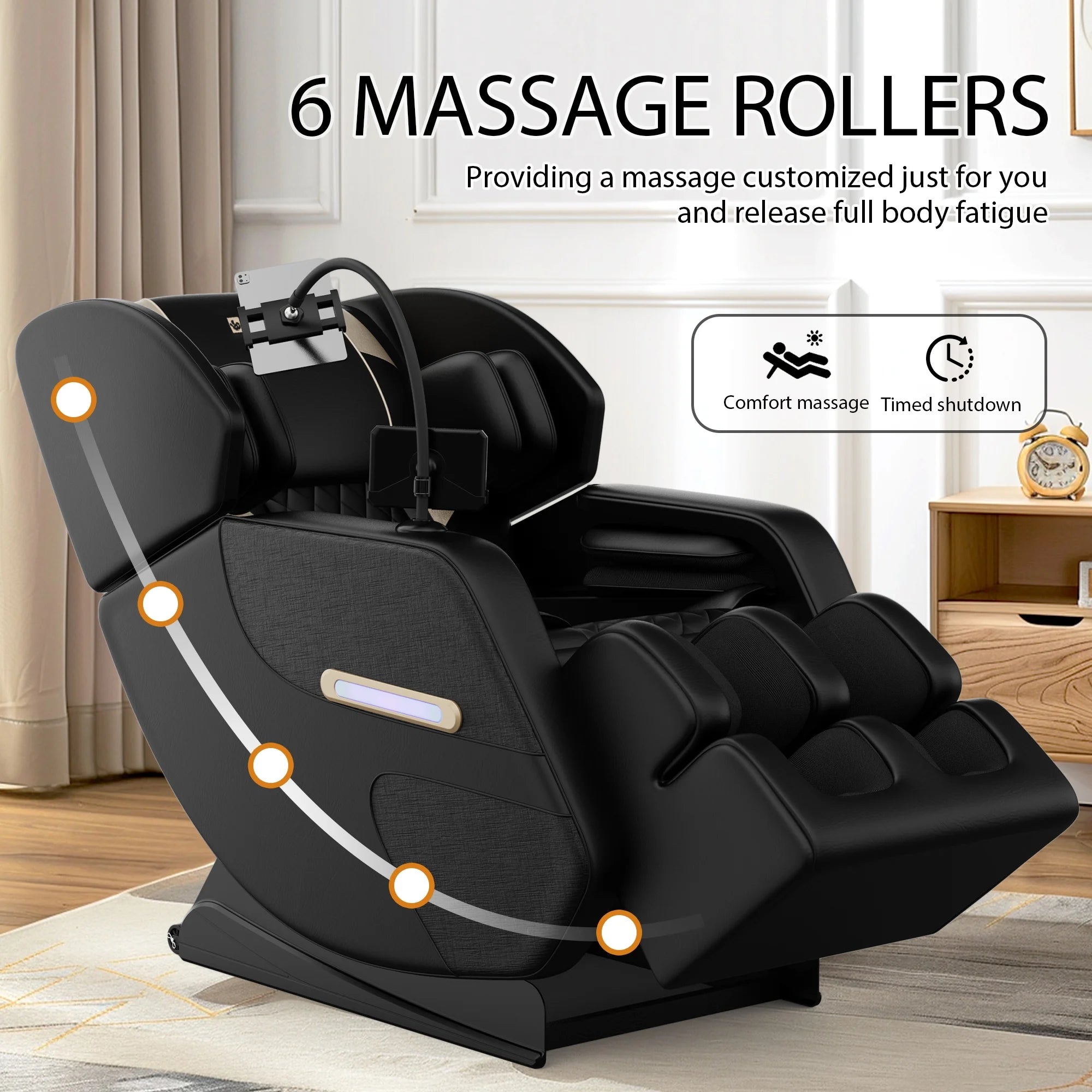 Massage Chair Recliner, Zero Gravity with Full Body Air Pressure, Shiatsu 4D Recliner with Heated Bluetooth Foot Roller Airbags Kneading
