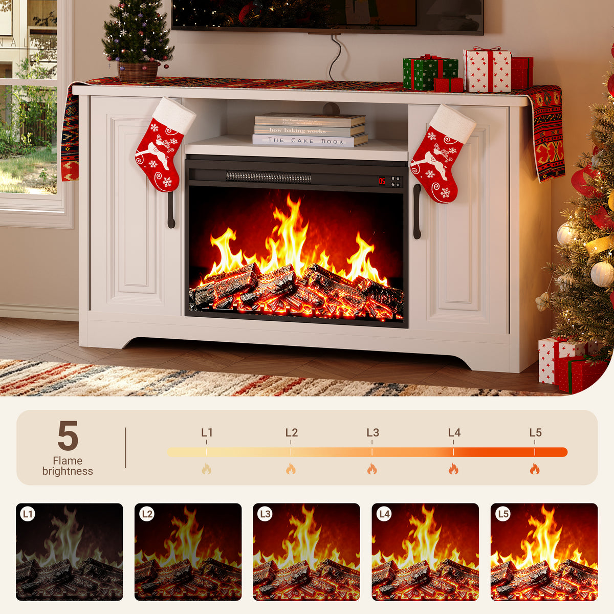 PAPROOS 30 Inch Electric Fireplace Insert