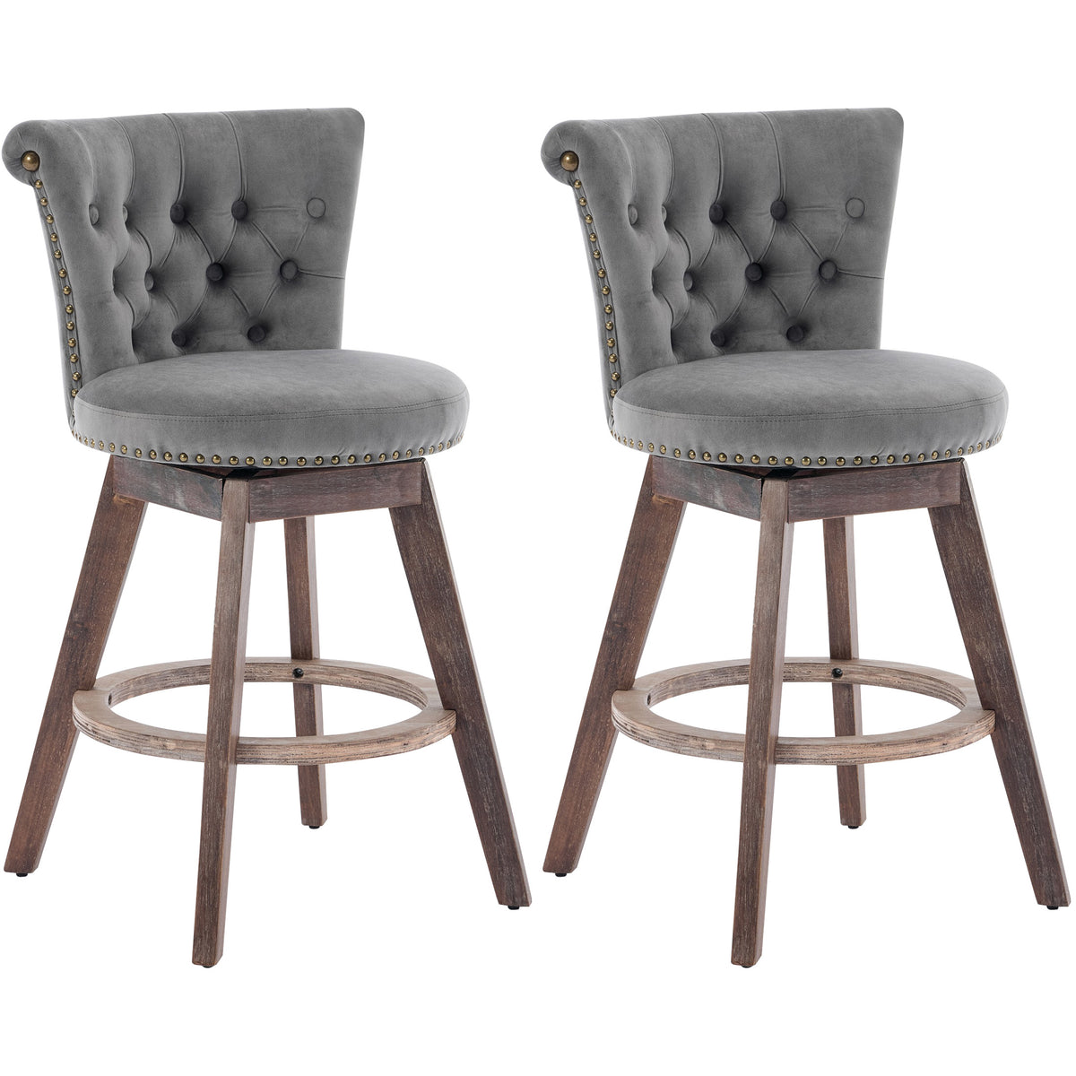 PAPROOS Velvet Bar Stools Set of 2