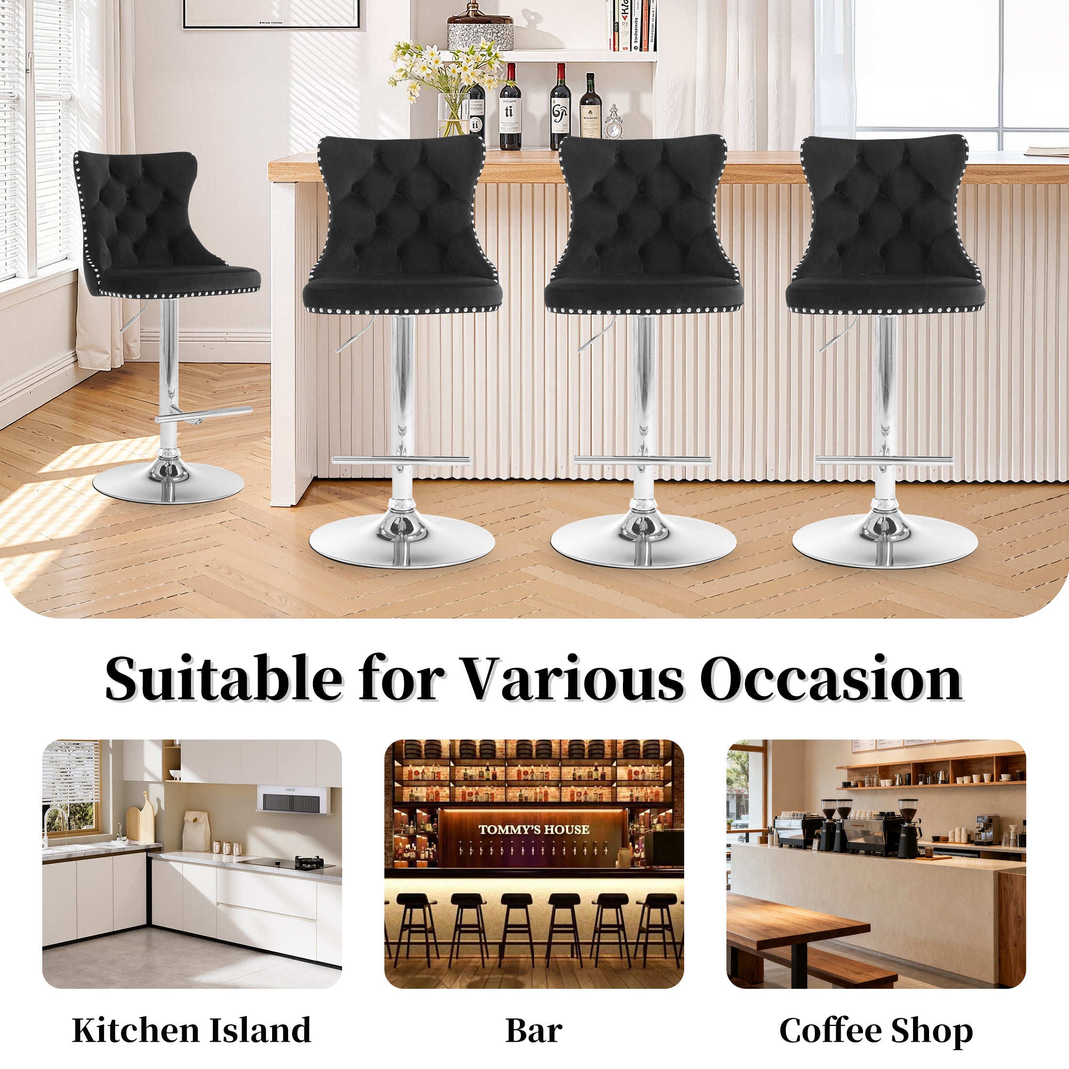 PAPROOS Bar Stools Set of 4