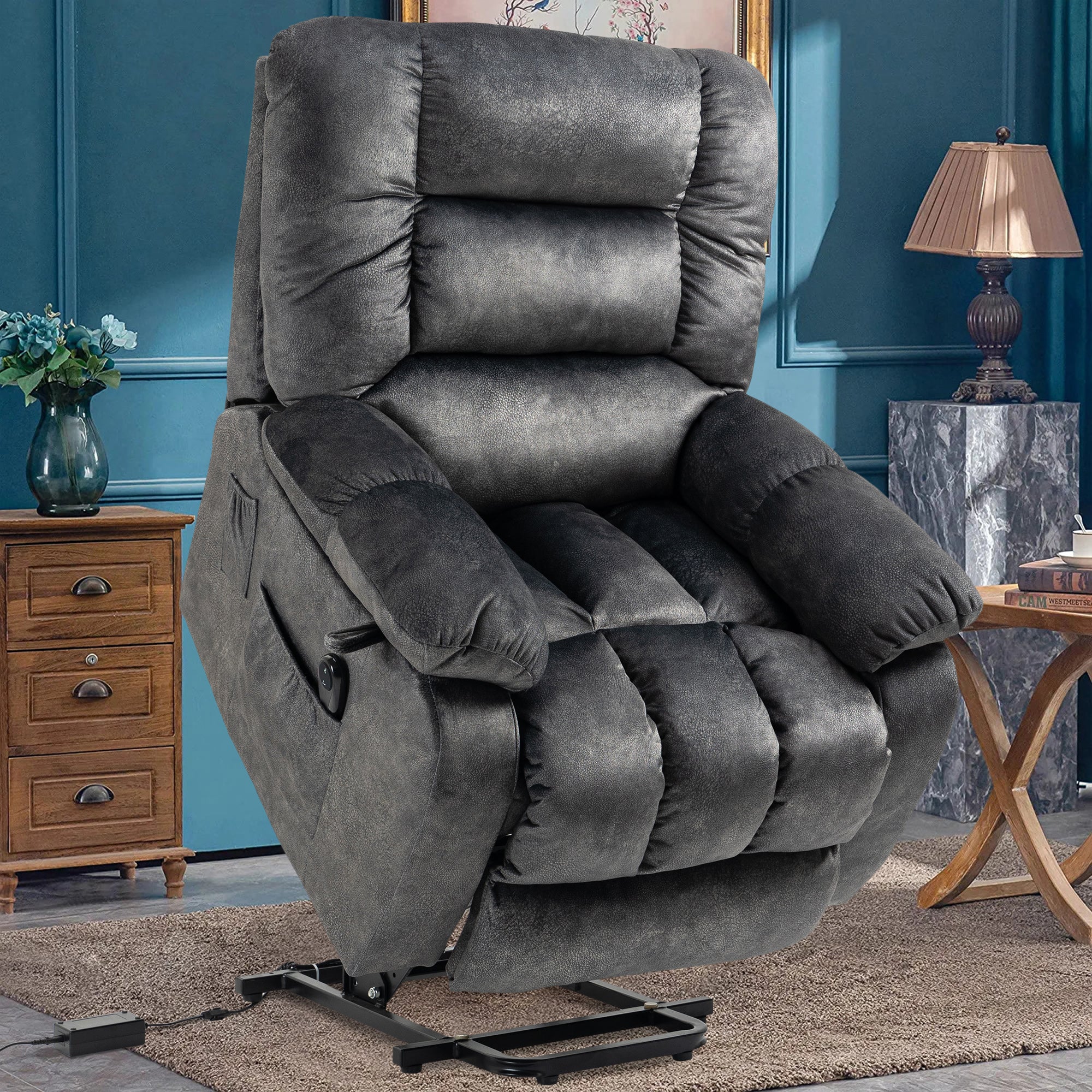 PAPROOS Recliner Chair, Electric Power Lift Recliner with Heat Therapy and Massage Function