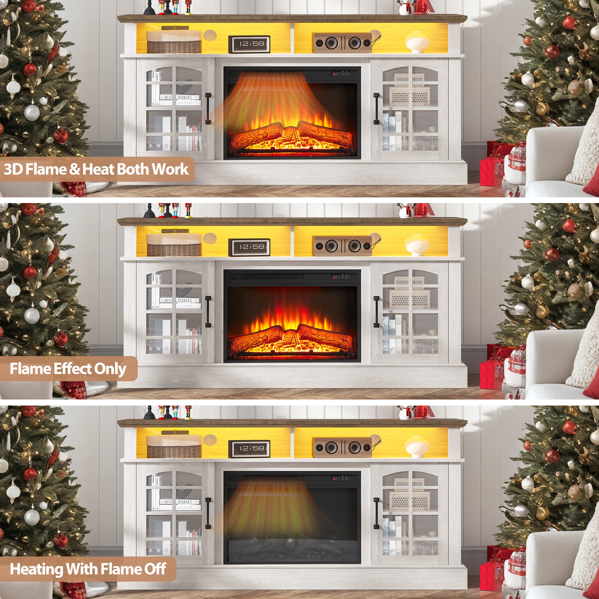 PAPROOS Fireplace TV Stand for 65inch TVs