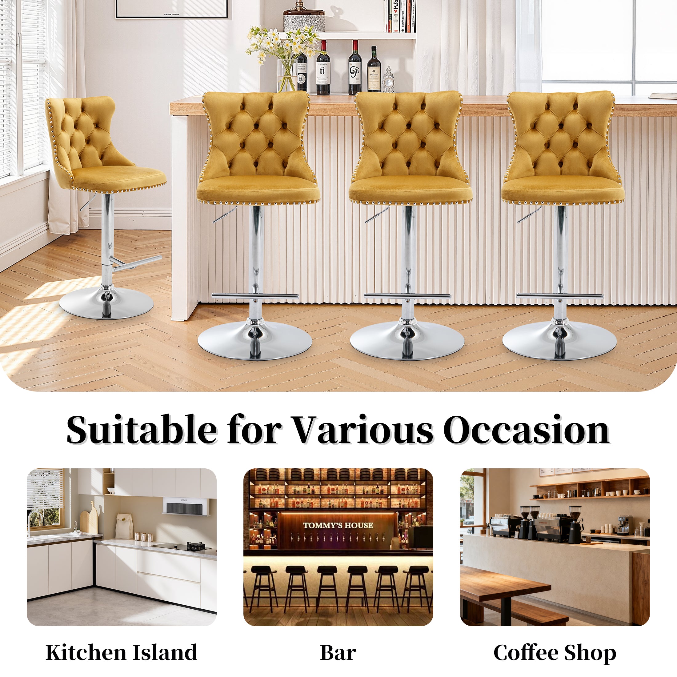 PAPROOS Bar Stools Set of 4