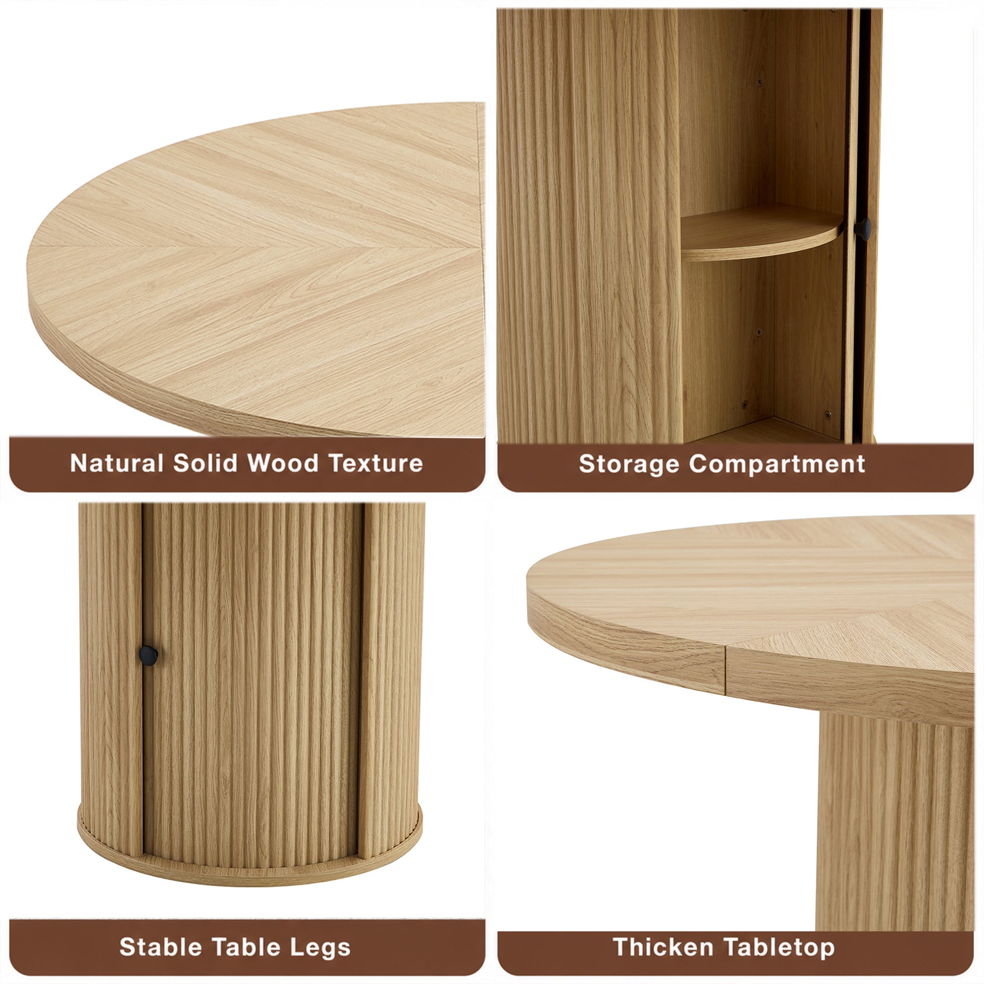 PAPROOS Round Dining Table for 4-6