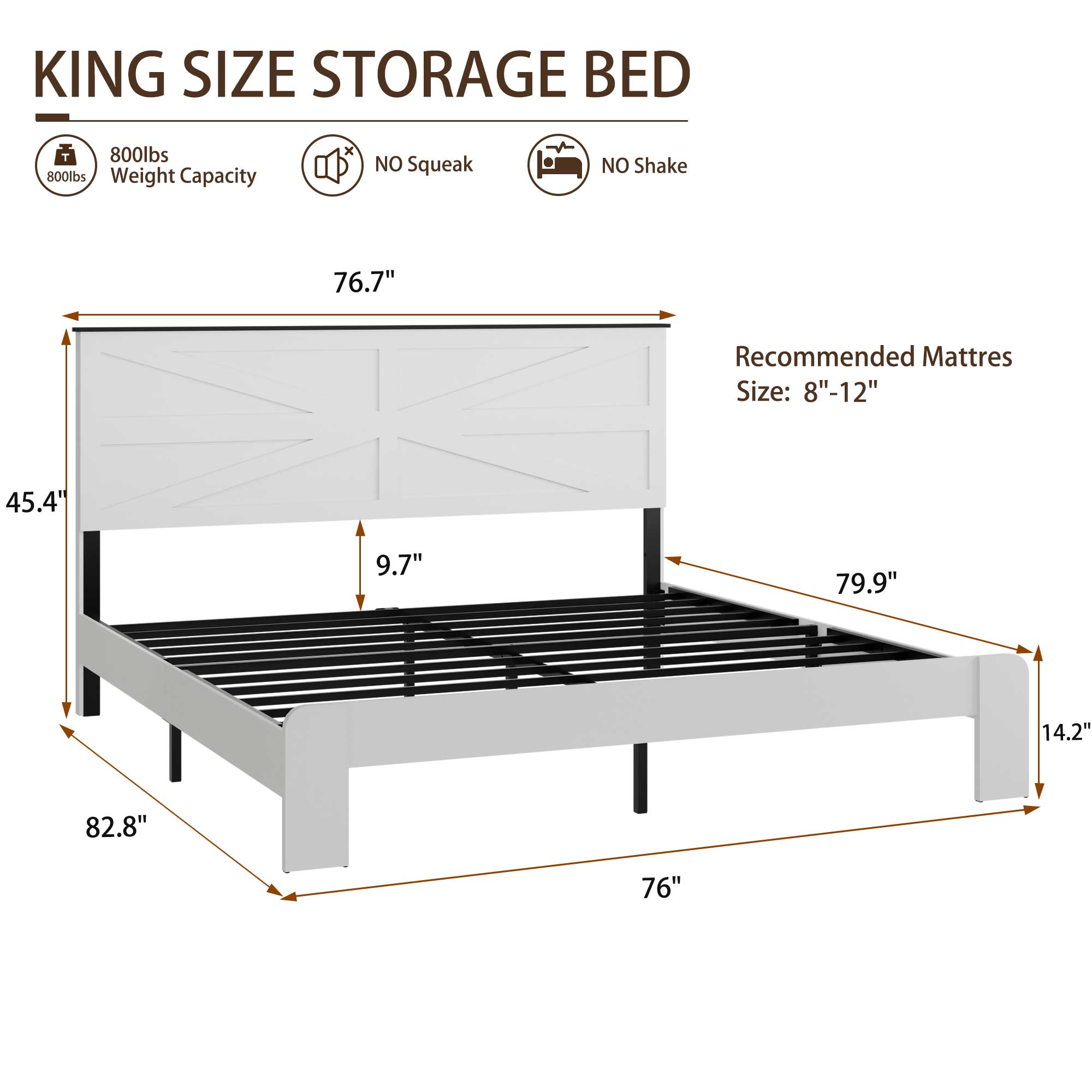 PAPROOS Bed Frame with Headboard