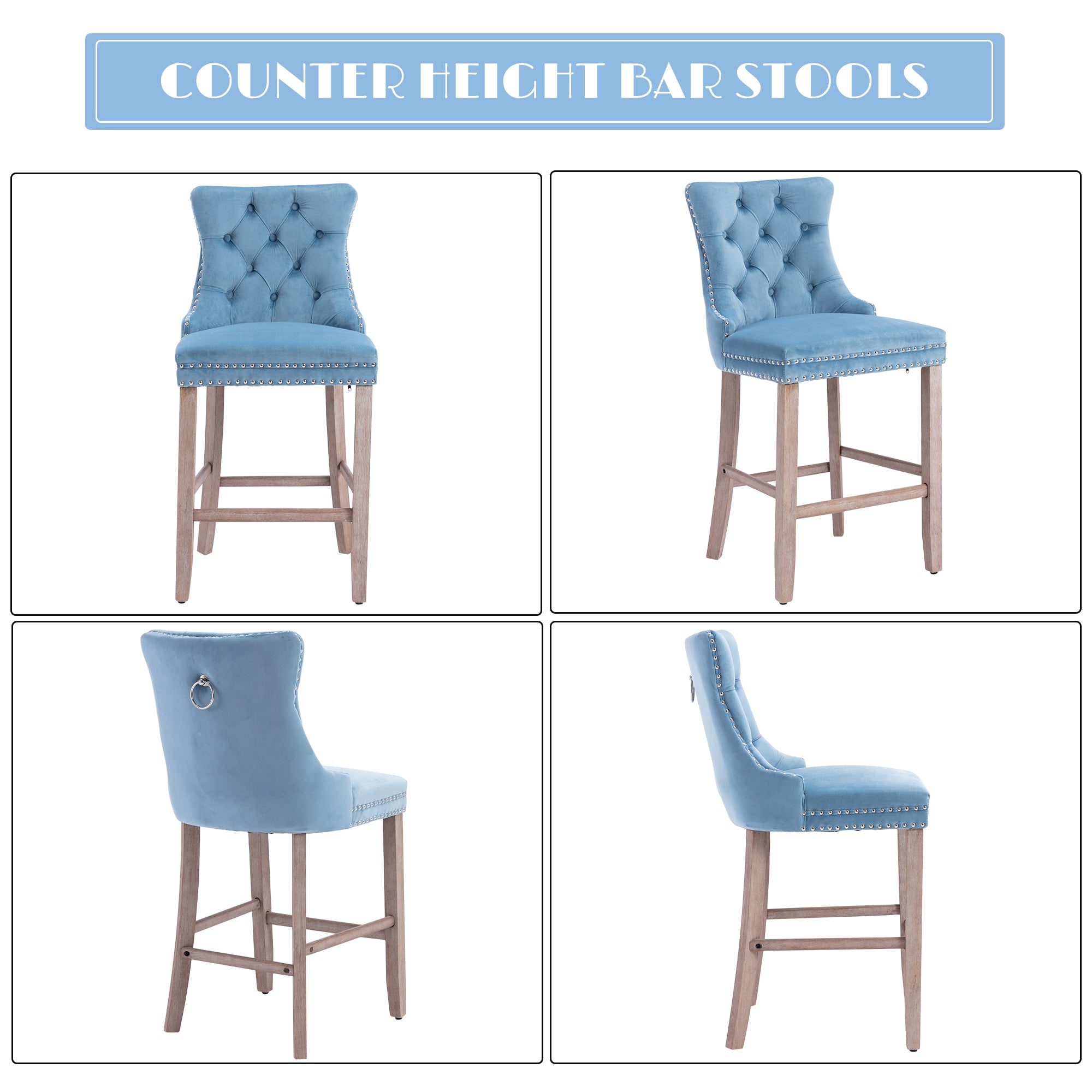 PAPROOS Upholstered Bar Stools Set of 2