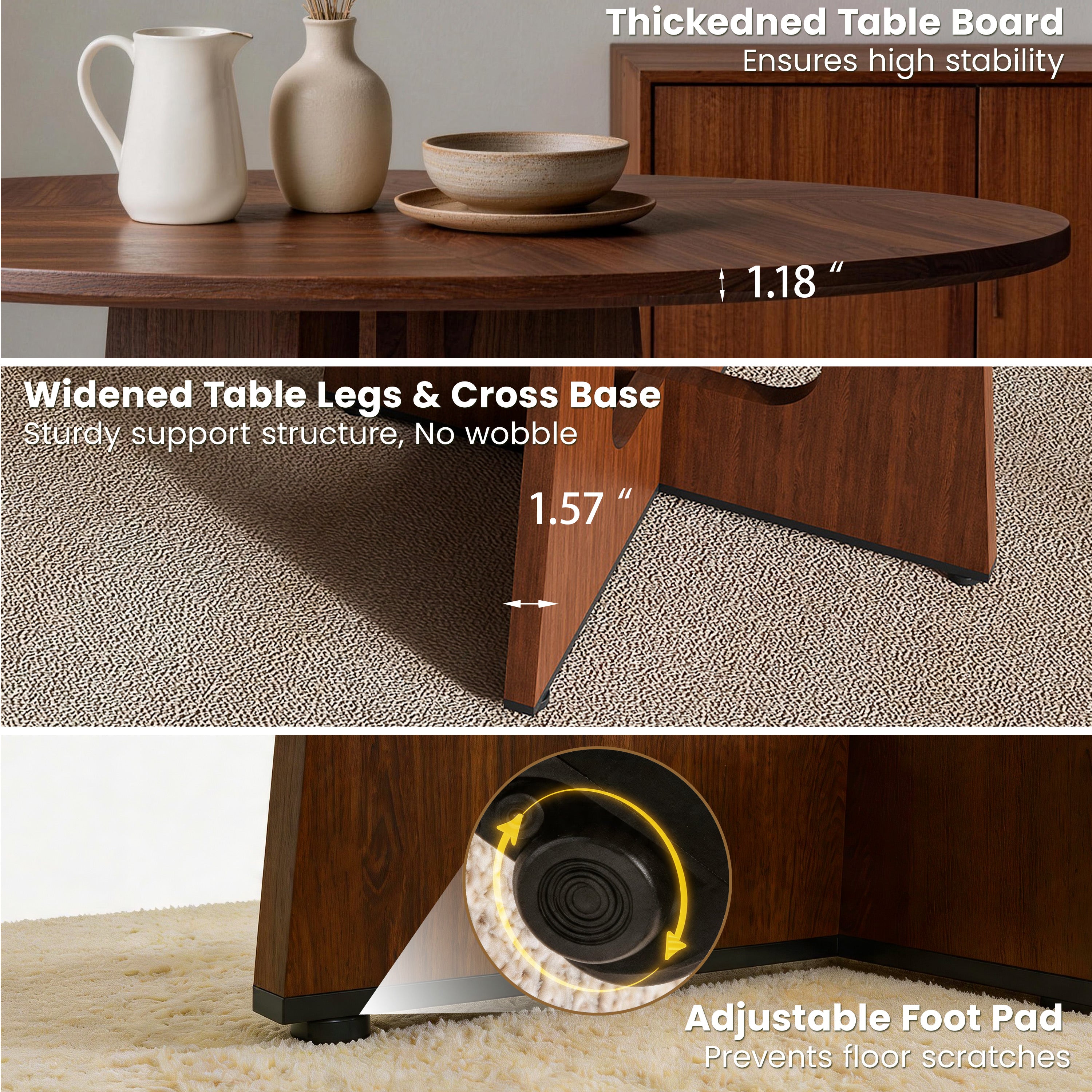 PAPROOS 47'' Round Dining Table for 4