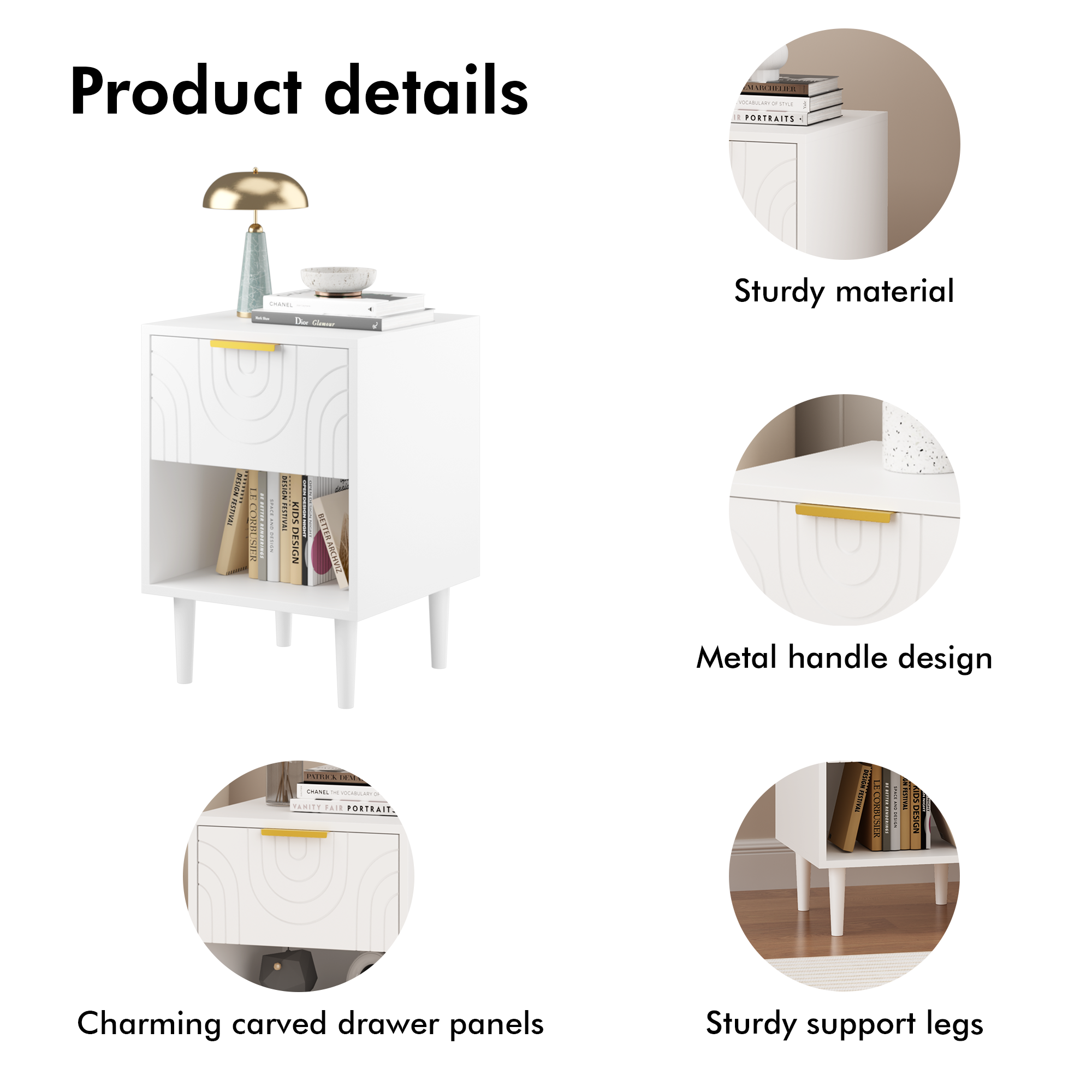 PAPROOS White Nightstand