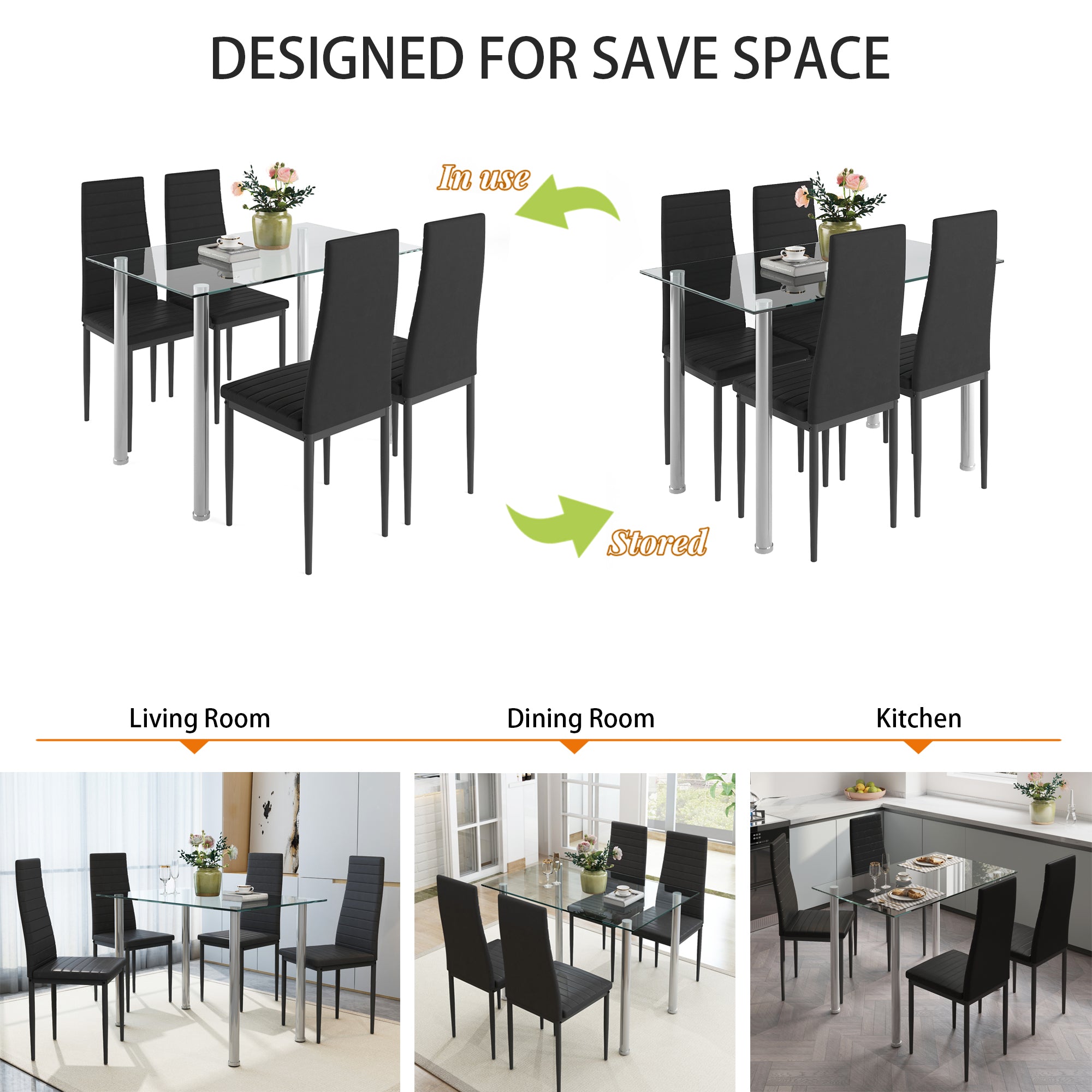 PAPROOS 5 Piece Dining Table and Chair Set, LJC