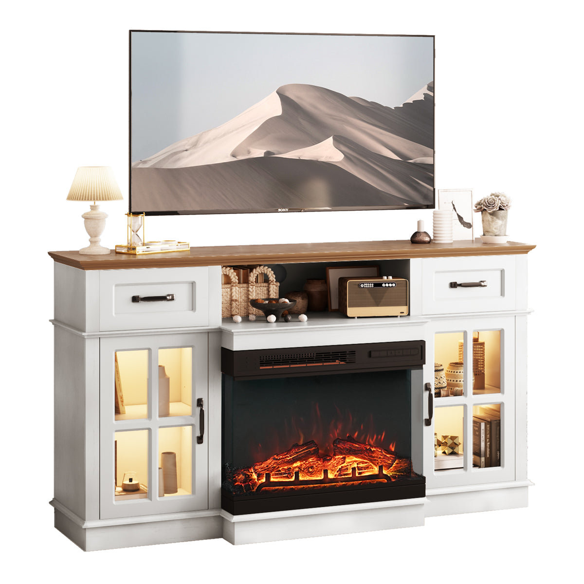 PAPROOS 58" Fireplace TV Stand