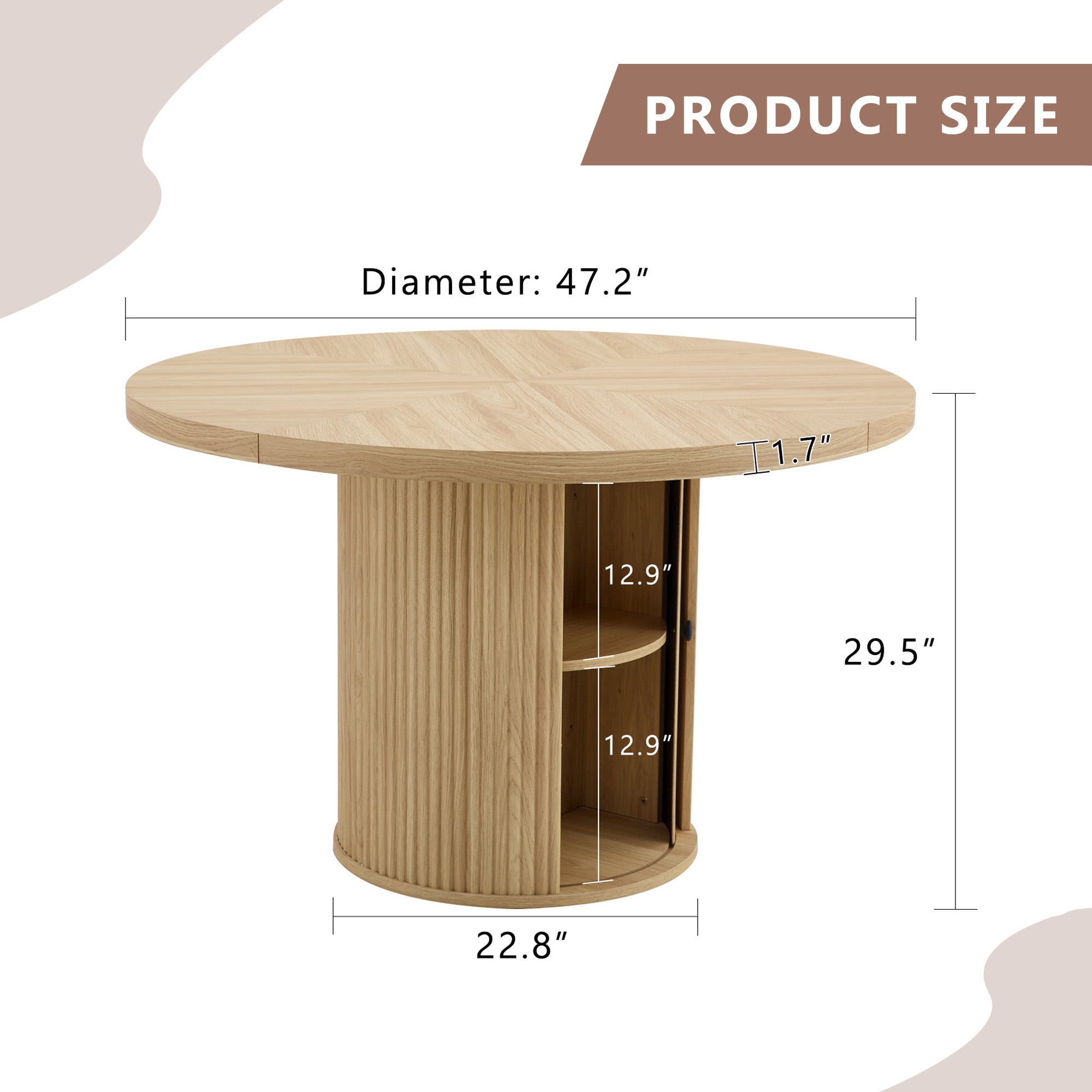PAPROOS Round Dining Table for 4-6