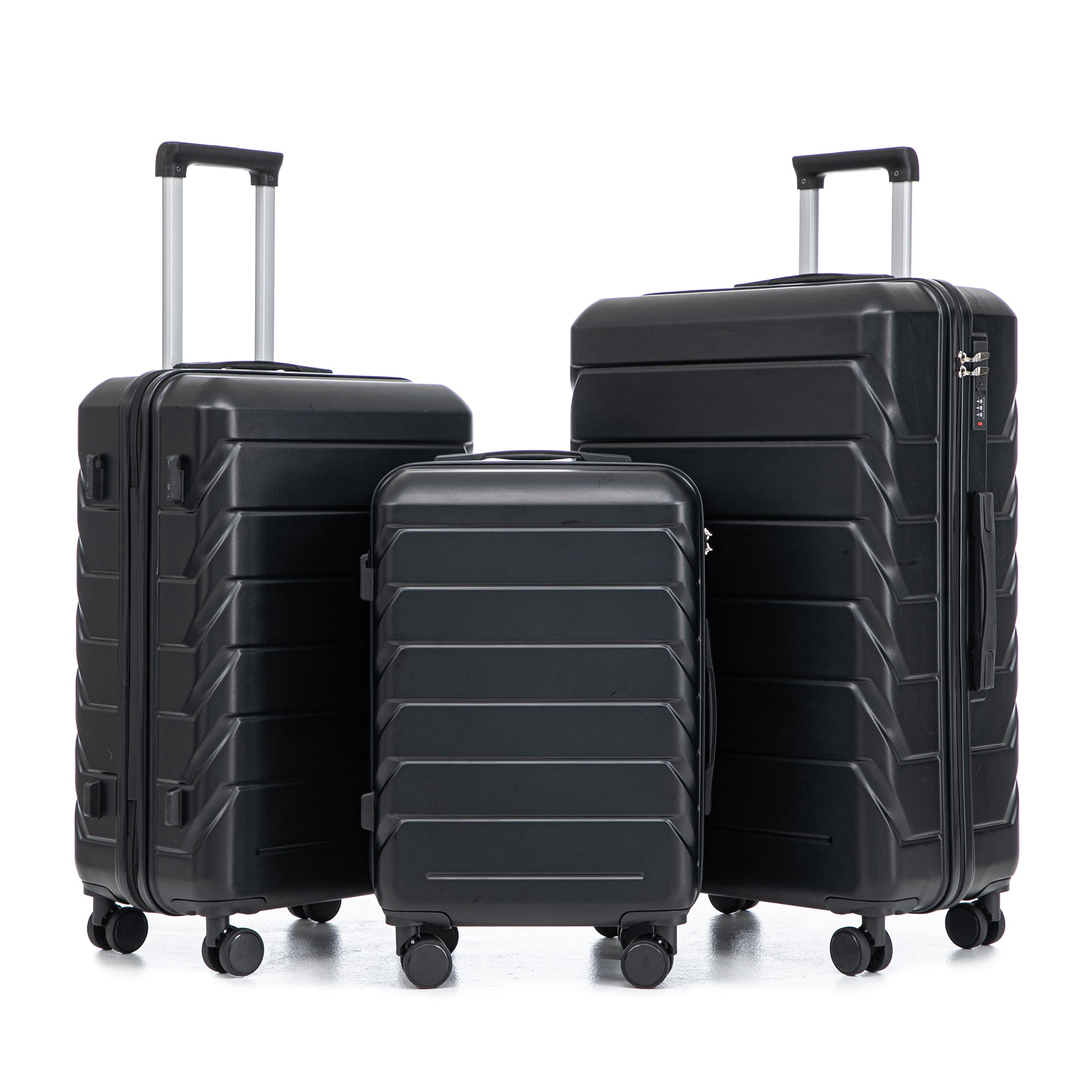 PAPROOS 3 Piece Luggage Set, ABS Carry-on Luggage Set with Spinner Wheels and TSA Lock, Lightweight Hardside Luggage, 20/24/28 Inch Rolling Suitcase Set for Travel Business Trip, Beige