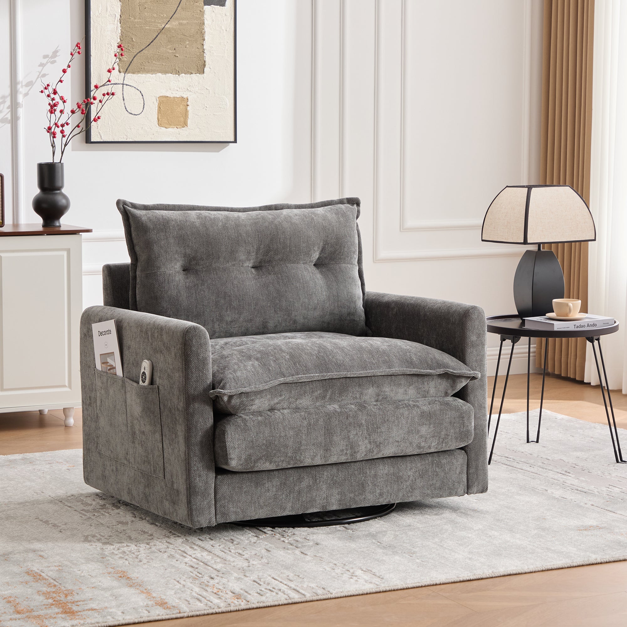 PAPROOS Chenille Upholstered Accent Chair