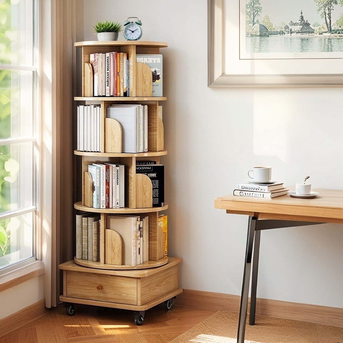 Paproos 5 Tier Rotating Bookshelf