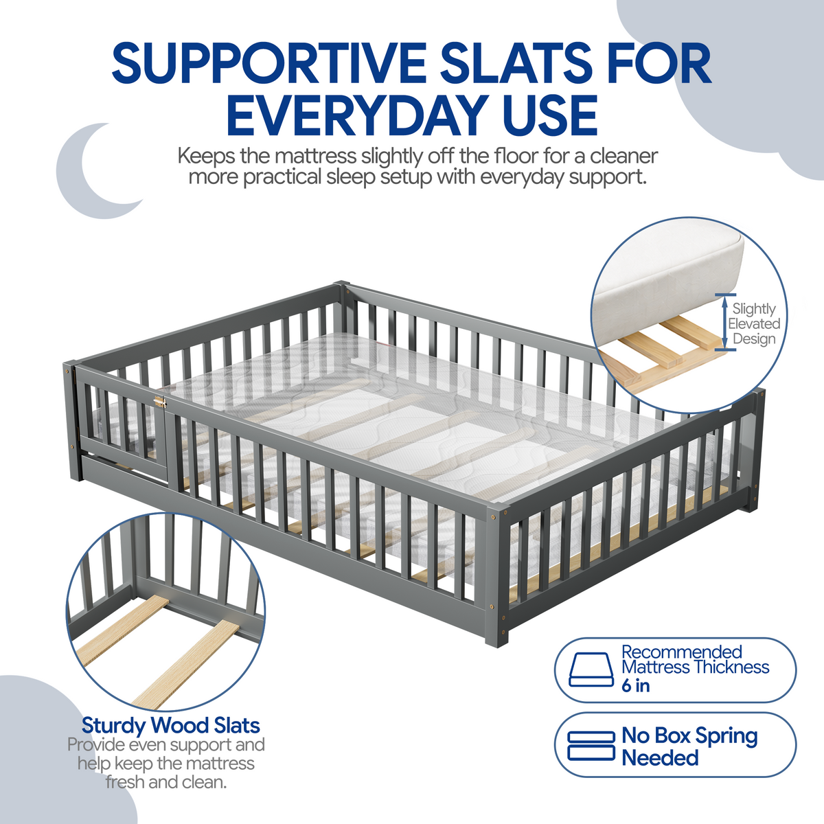PAPROOS Wood Montessor Floor Bed