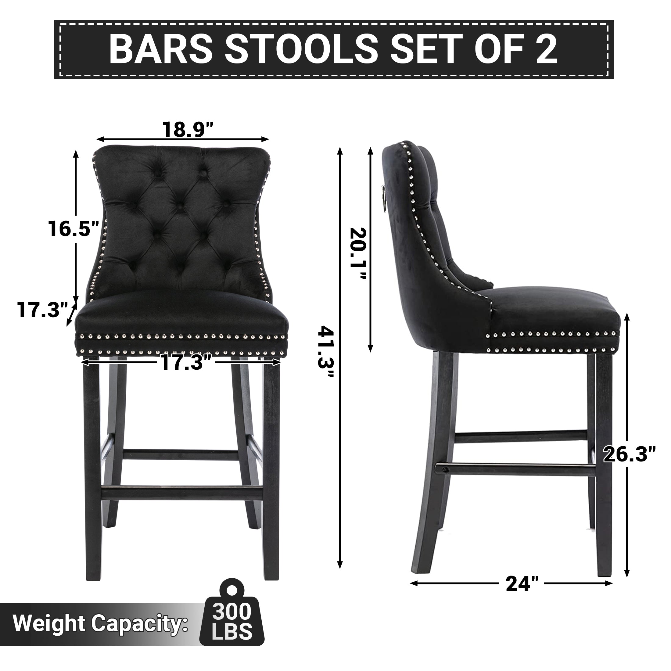 PAPROOS Bar Stools Set of 4