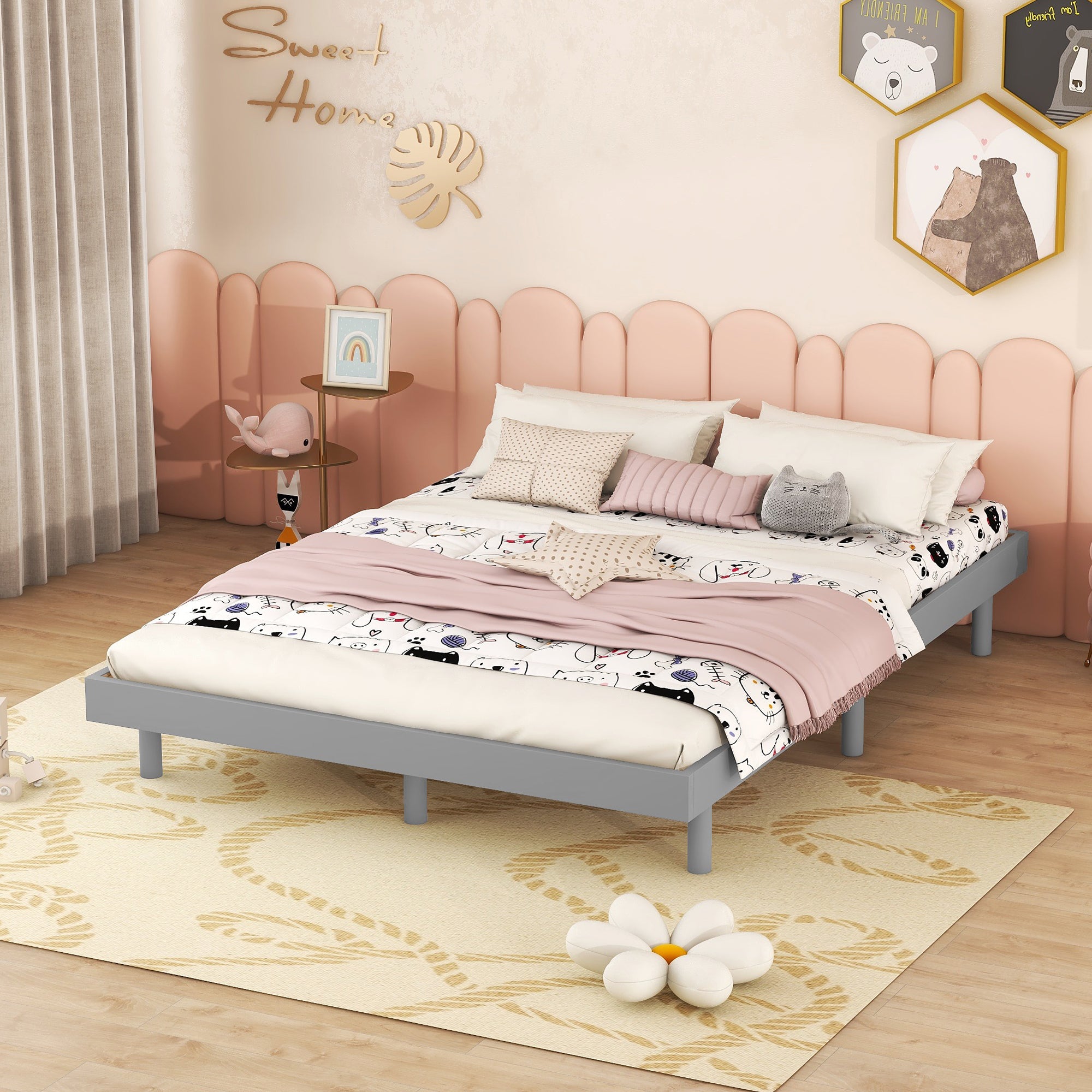 PAPROOS Wood Platform Bed Frame