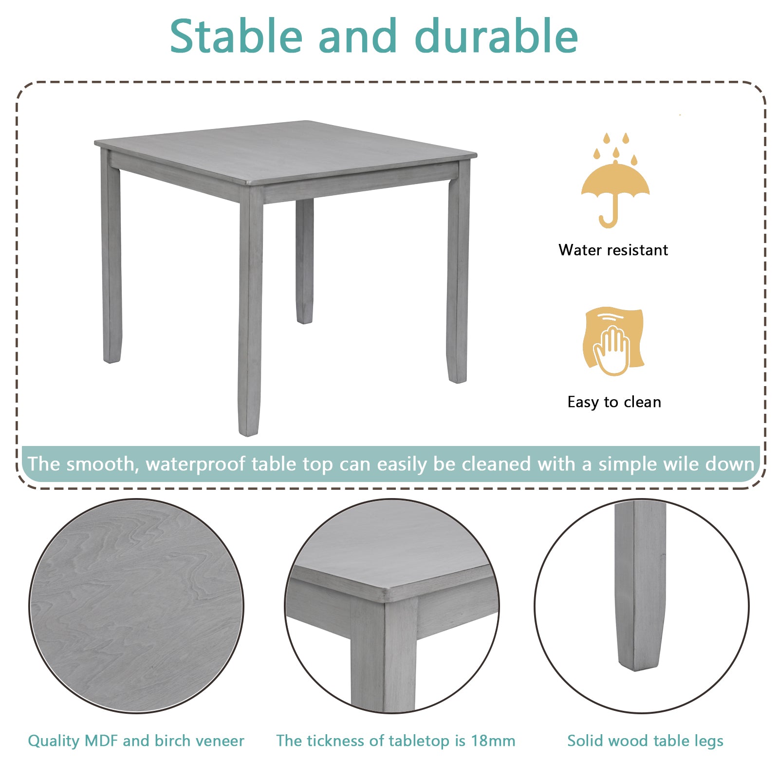 PAPROOS Solid Wood Dining Table