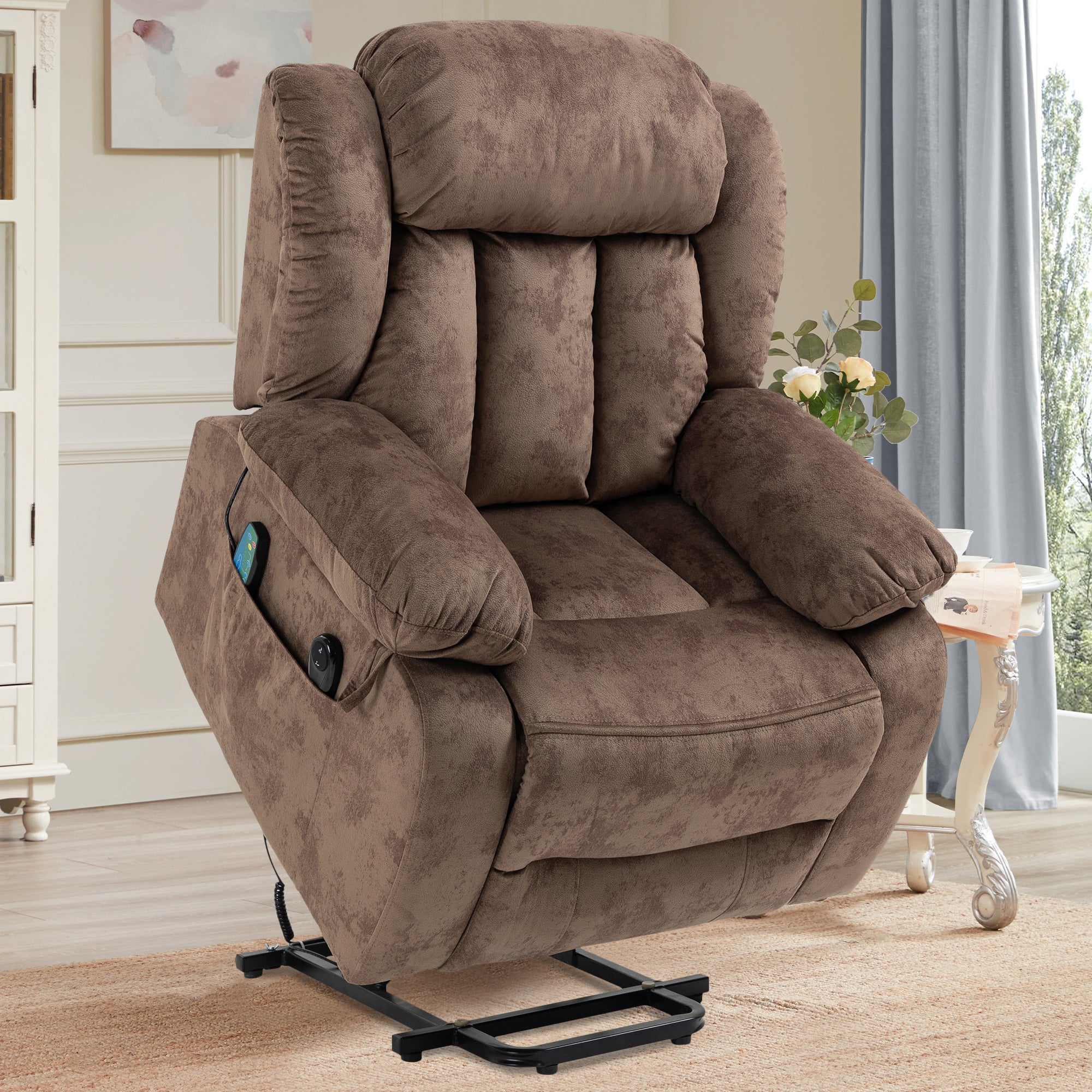 PAPROOS Recliner Chair, Electric Power Lift Recliner with Heat Therapy and Massage Function