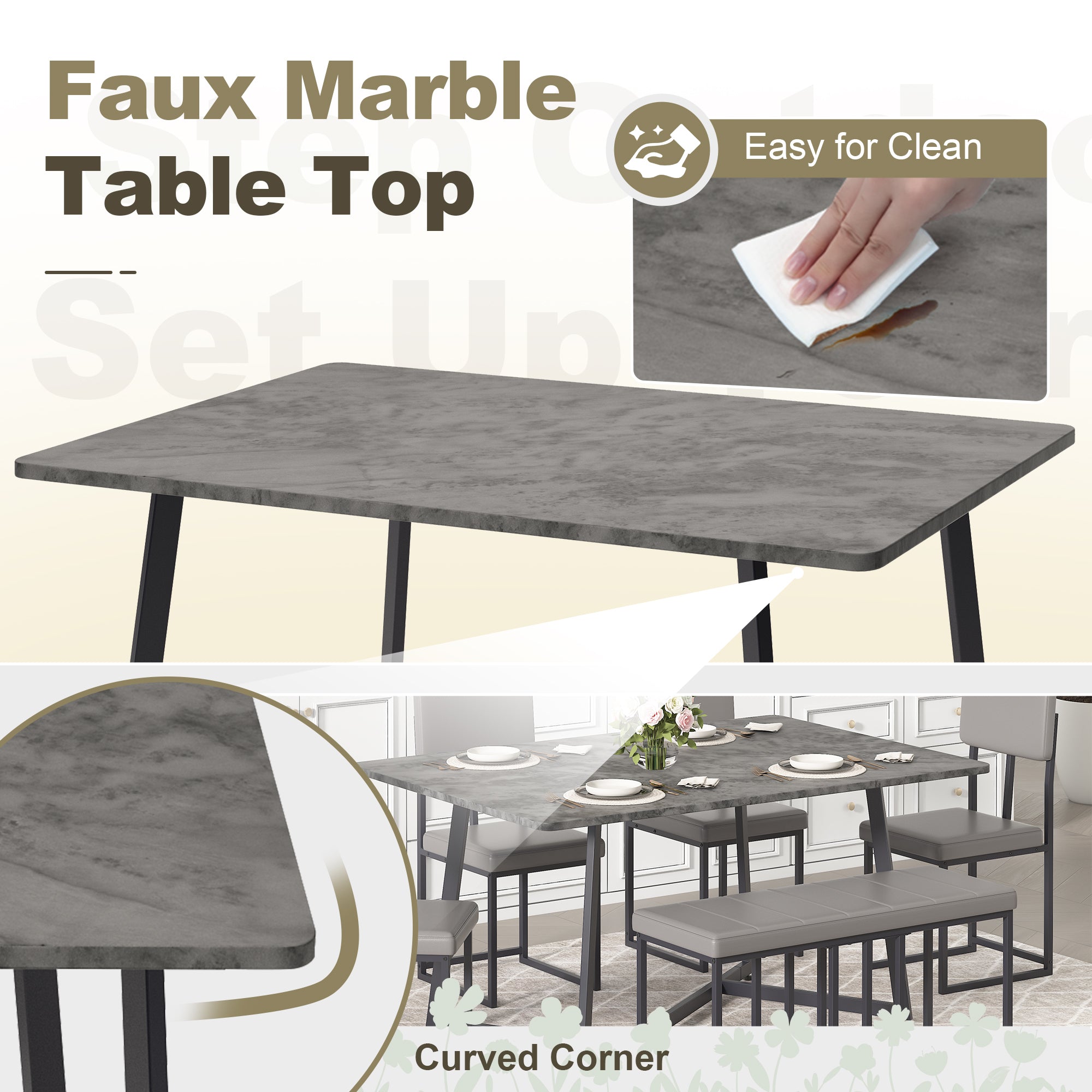 PAPROOS 6 Piece Dining Room Table Set