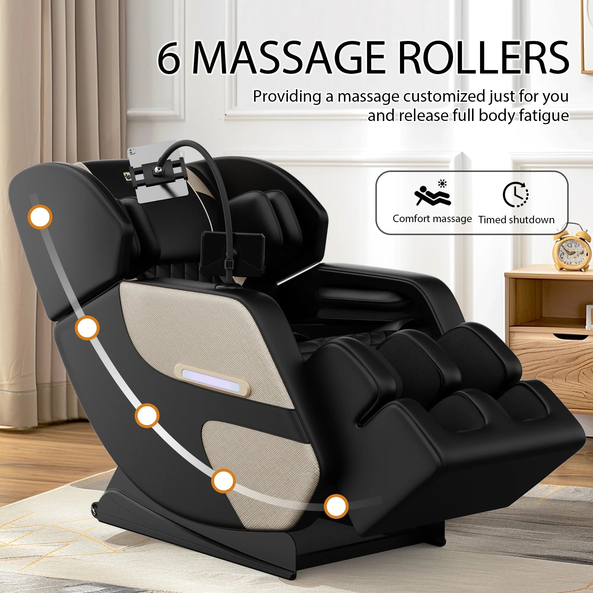 Massage Chair Recliner, Zero Gravity with Full Body Air Pressure, Shiatsu 4D Recliner with Heated Bluetooth Foot Roller Airbags Kneading