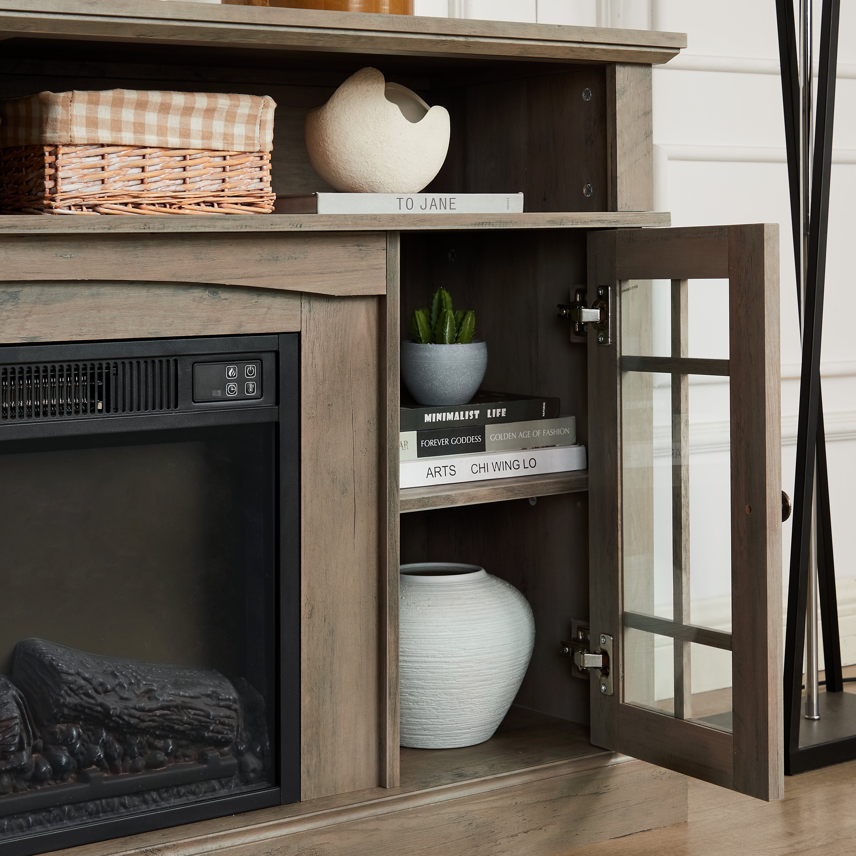 PAPROOS Fireplace TV Stand for 65 Inch TV