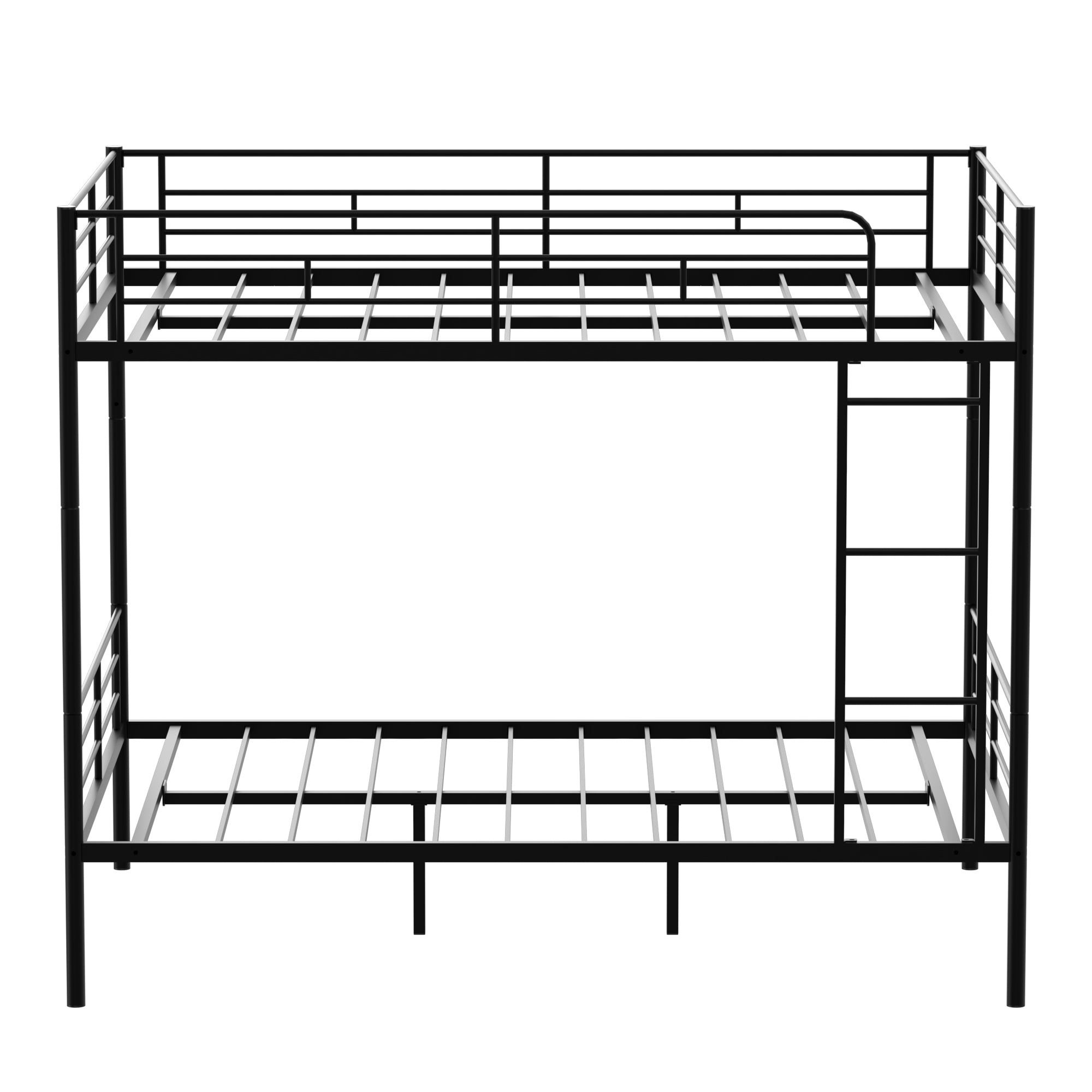 Full over Full Bunk Beds for Kids, Metal Bunk Beds Full Size Convertible Design, Metal Bunkbed Frame with Ladder and Safety Guardrails, Load-Bearing 350lbs, Noise-Free, Black