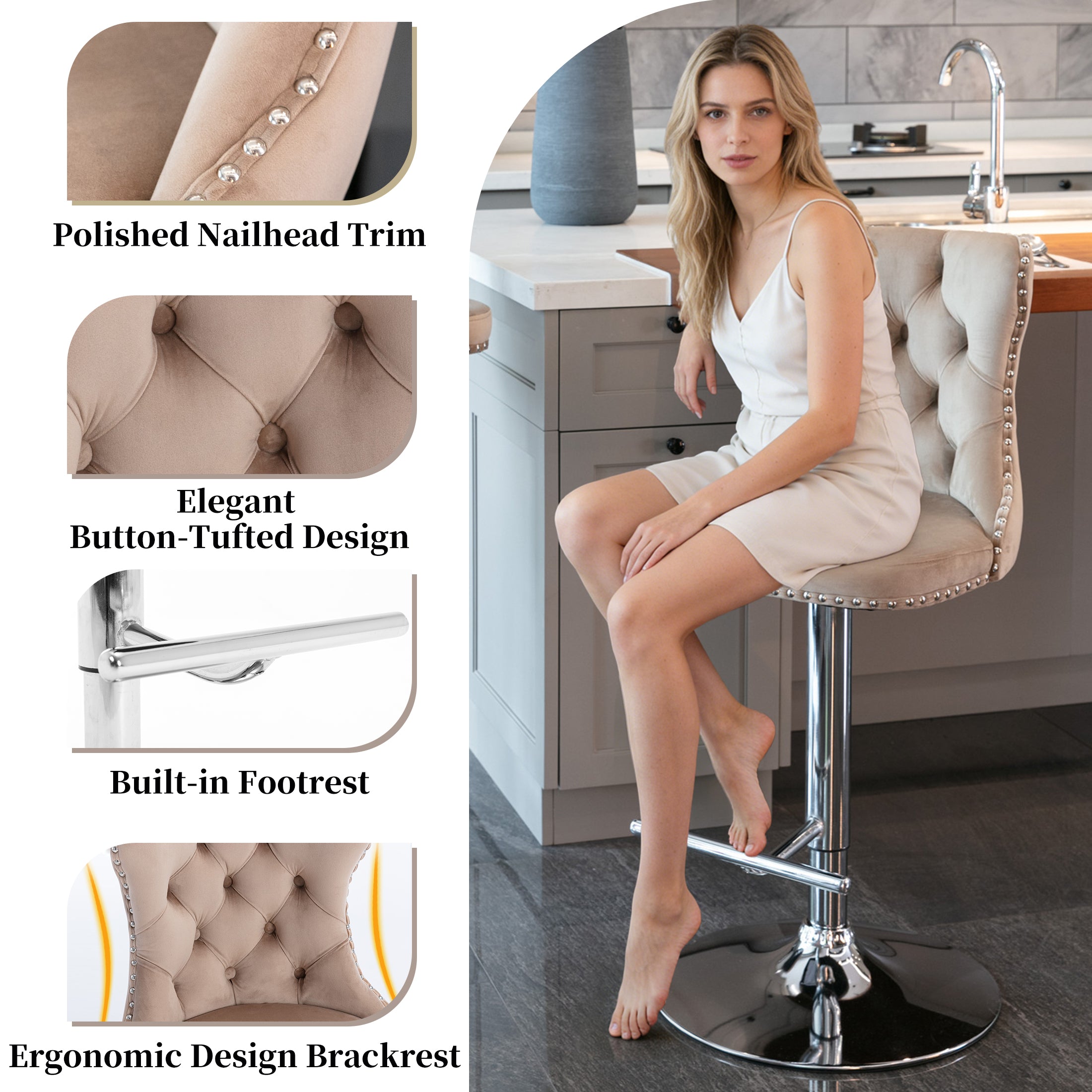 PAPROOS Bar Stools Set of 4