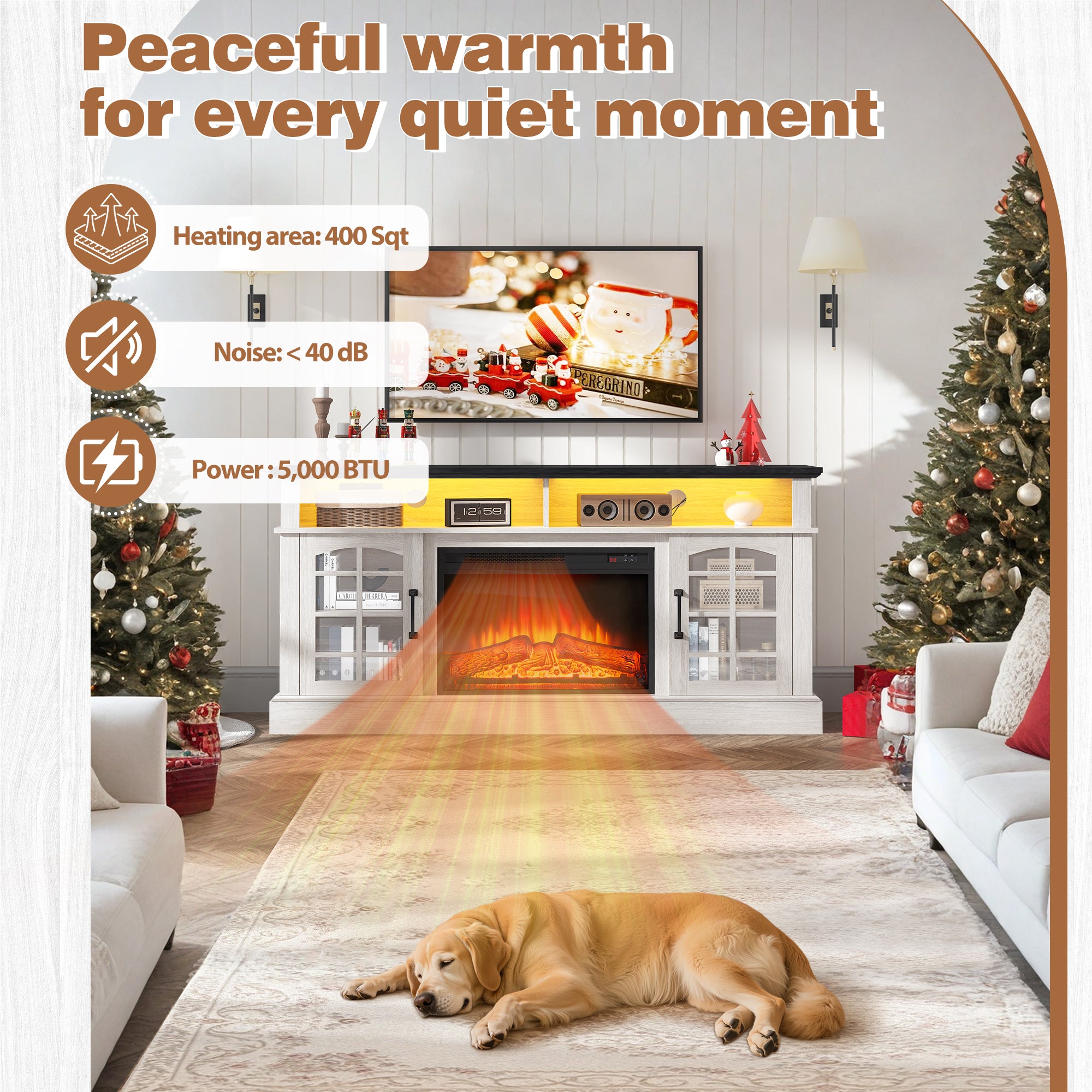 PAPROOS Fireplace TV Stand for 65inch TVs
