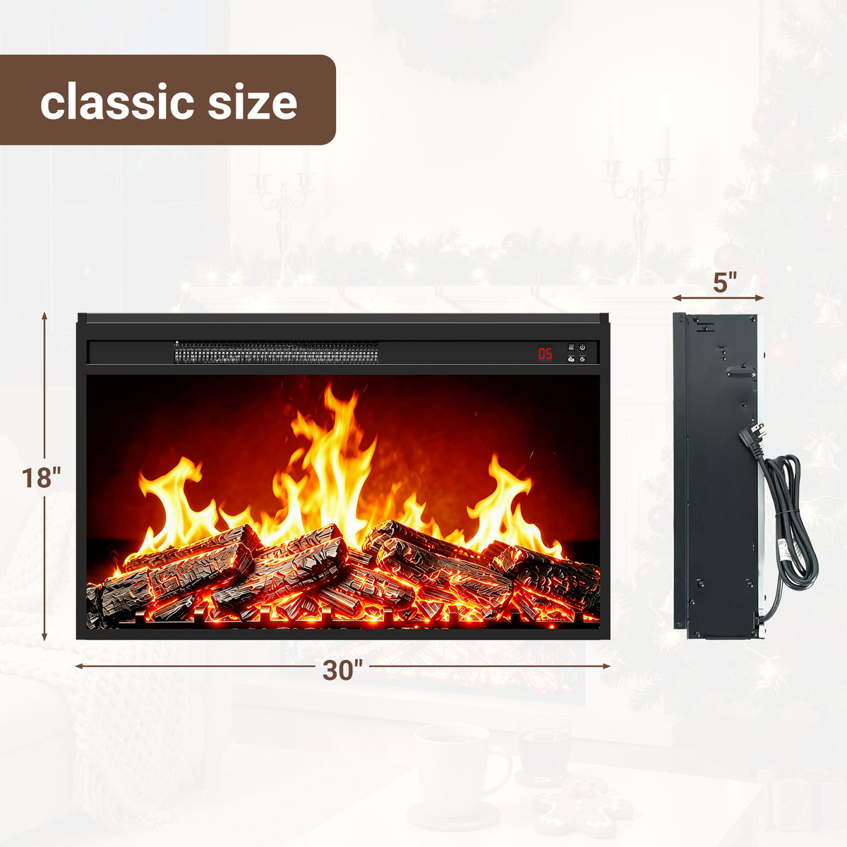PAPROOS 30 Inch Electric Fireplace Insert