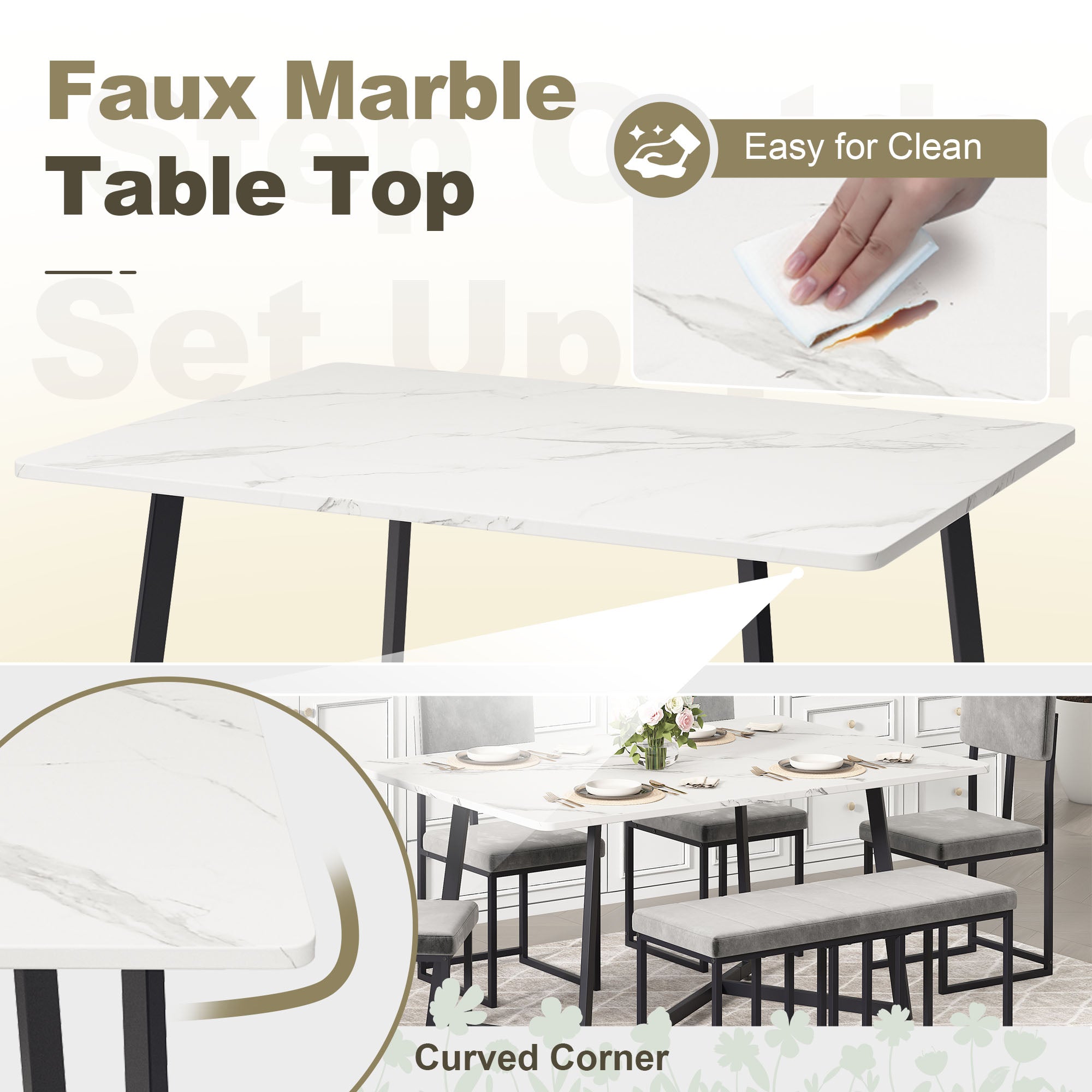 PAPROOS 6 Piece Dining Room Table Set