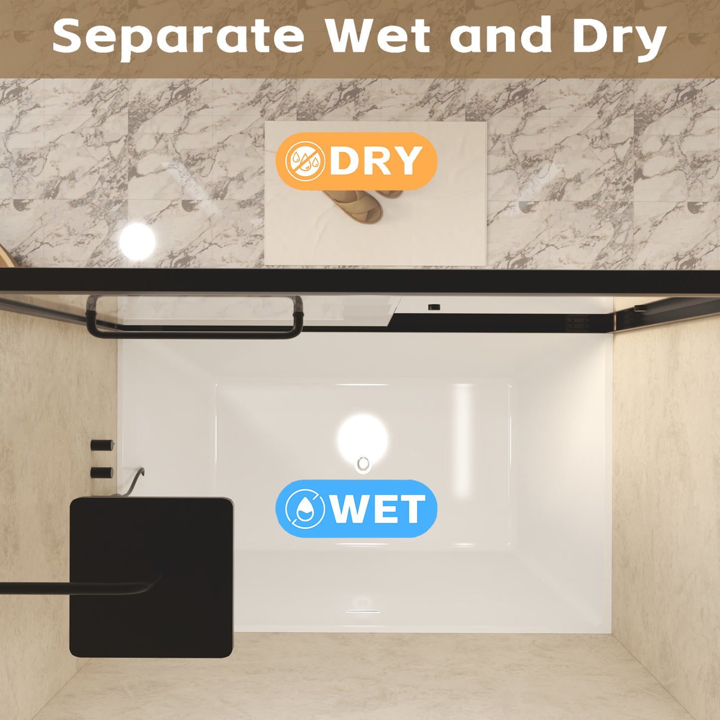 PAPROOS 56"-60" W x 72" H Double Sliding Shower Door, Modern Tub Door with Aluminum Frame, Bathtub Door with 1/4” (6 mm) Clear Tempered Glass, Stainless Steel Handle, SGCC Certified, Matte Black