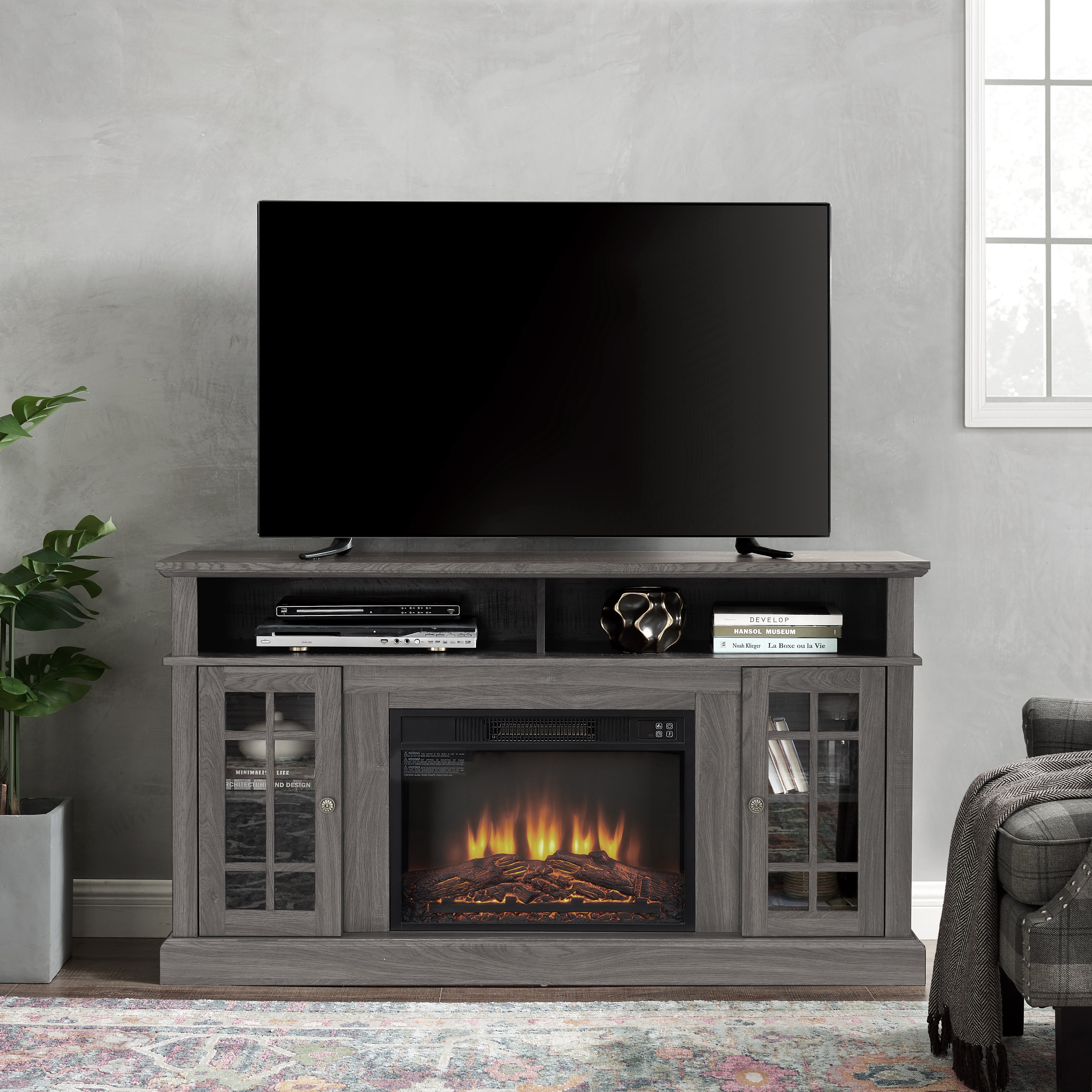 PAPROOS Fireplace TV Stand for 65 Inch TV