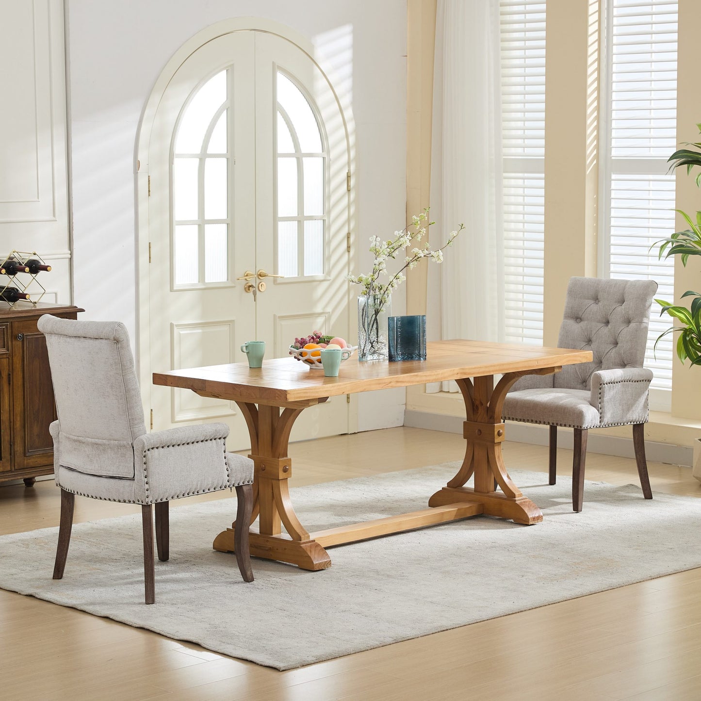 PAPROOS Upholstered Dining Chair, Chenille Fabric Tufted Dining Room Chair with Curved Solid Wood Legs, Modern Accent Dining Chair with Arm, Armchair for Kitchen, Living Room, Black