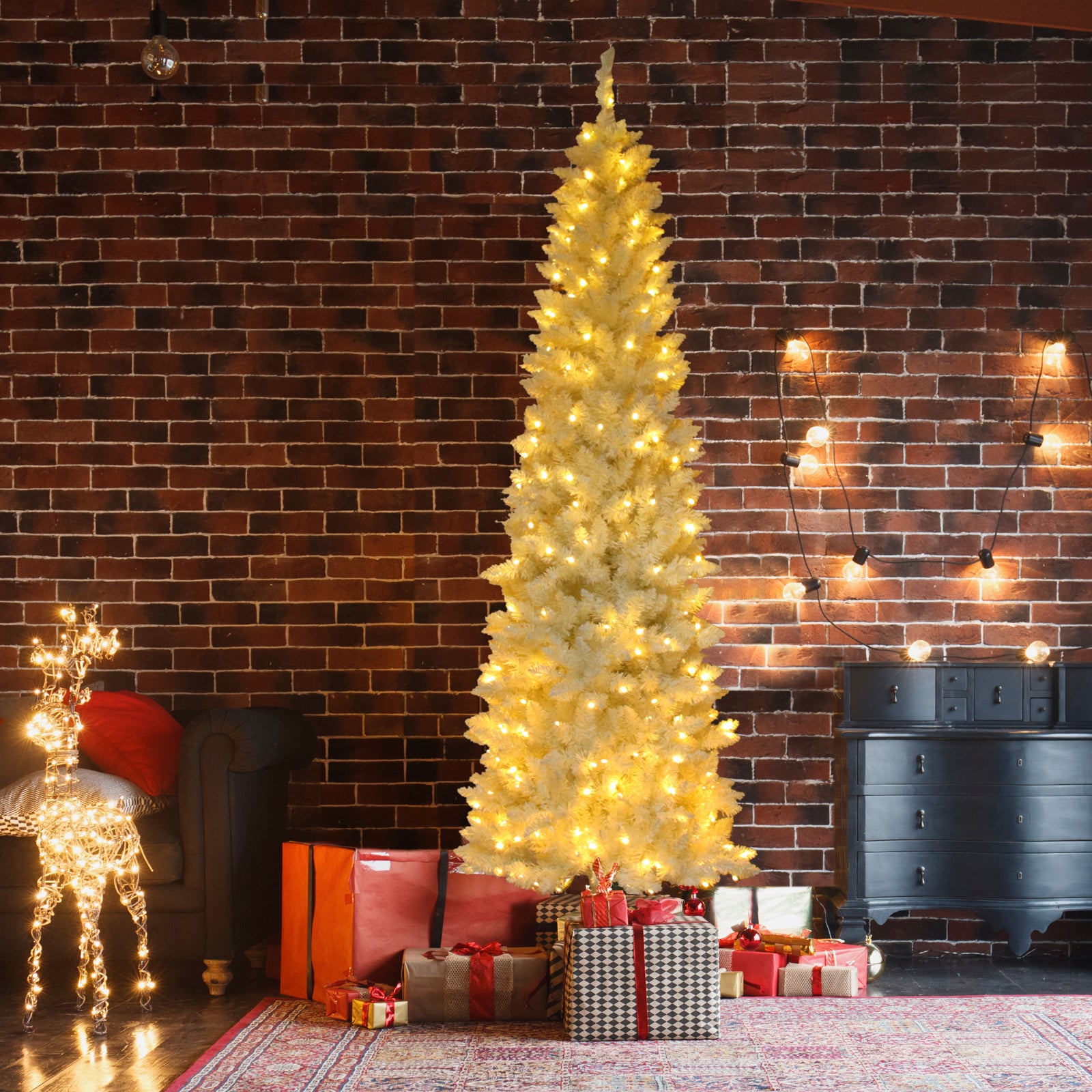 PAPROOS 7.5FT Pencil Christmas Tree