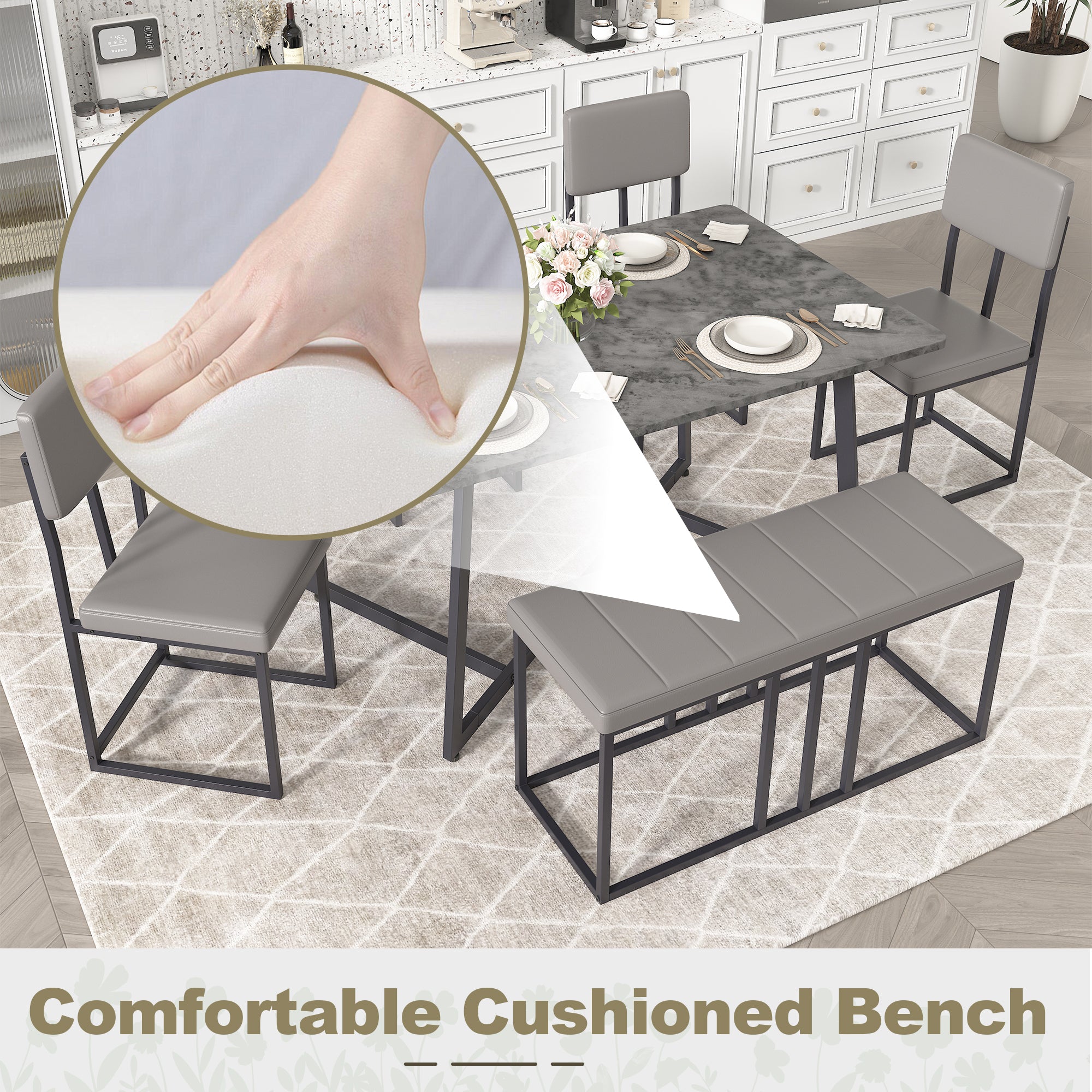 PAPROOS 6 Piece Dining Room Table Set