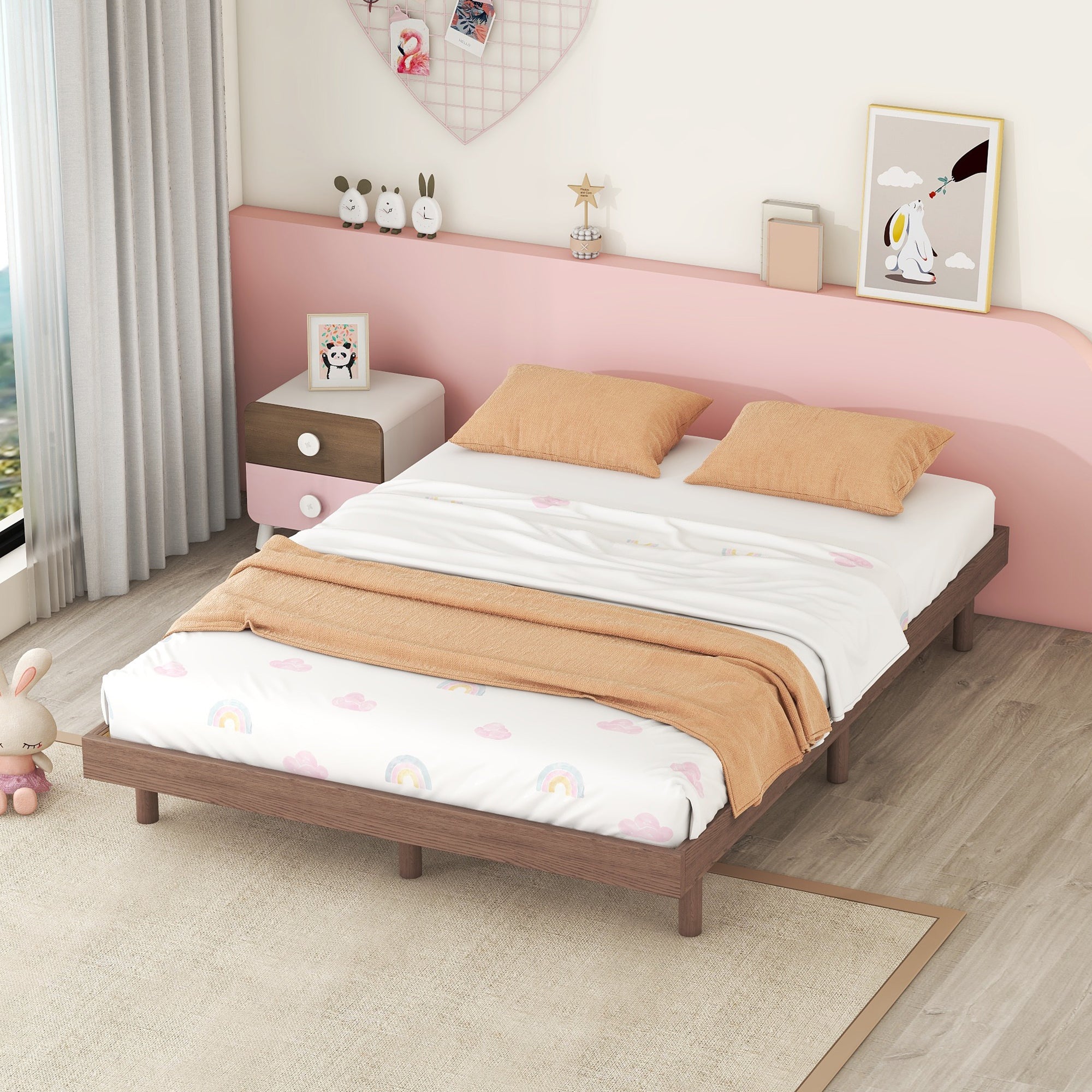 PAPROOS Wood Platform Bed Frame