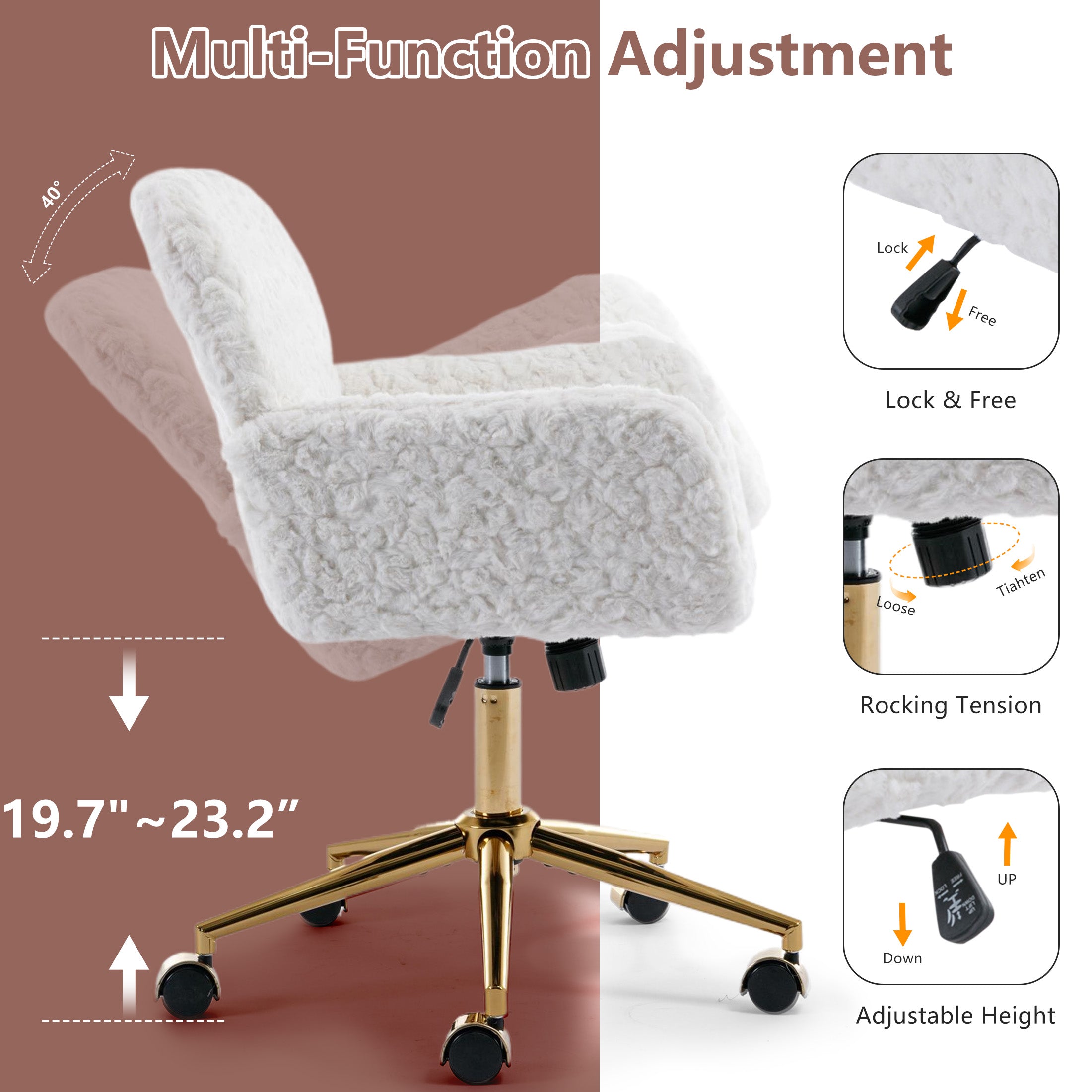 PAPROOS Vanity Chair with Back
