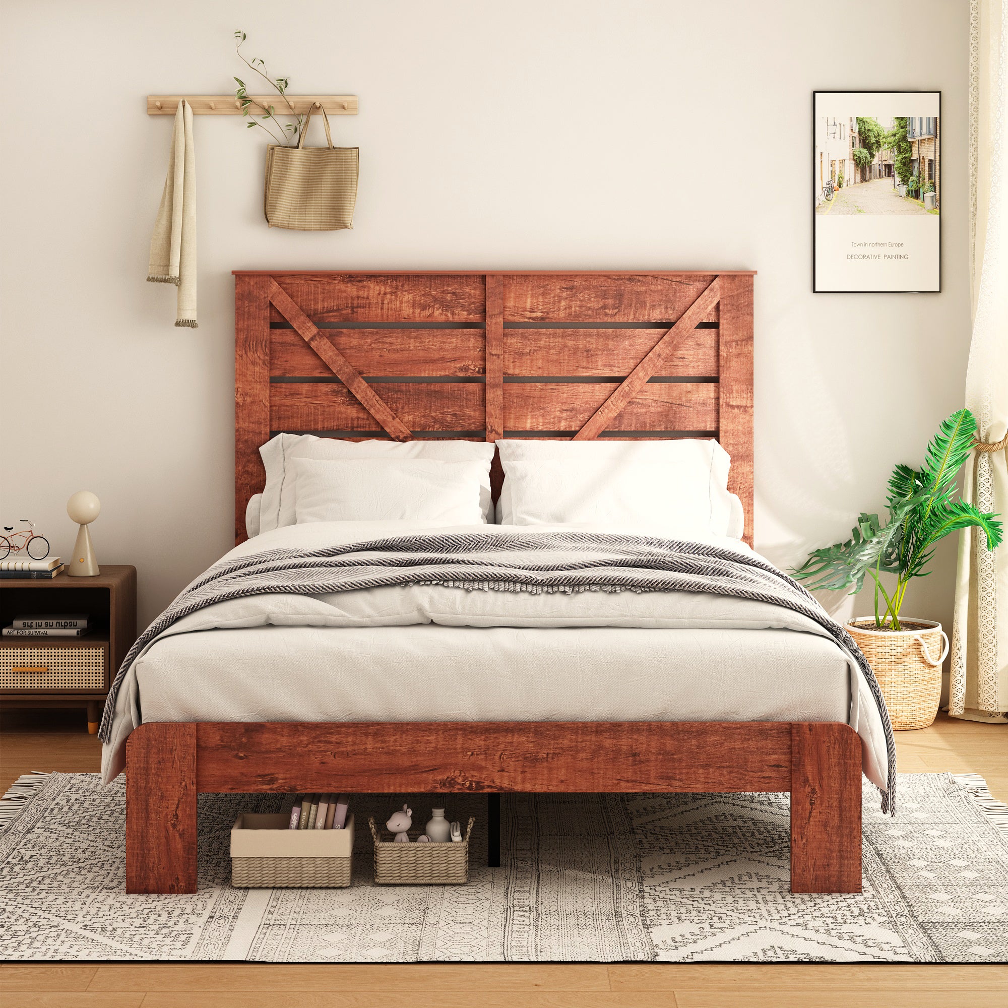 PAPROOS Queen Size Wood Bed Frame