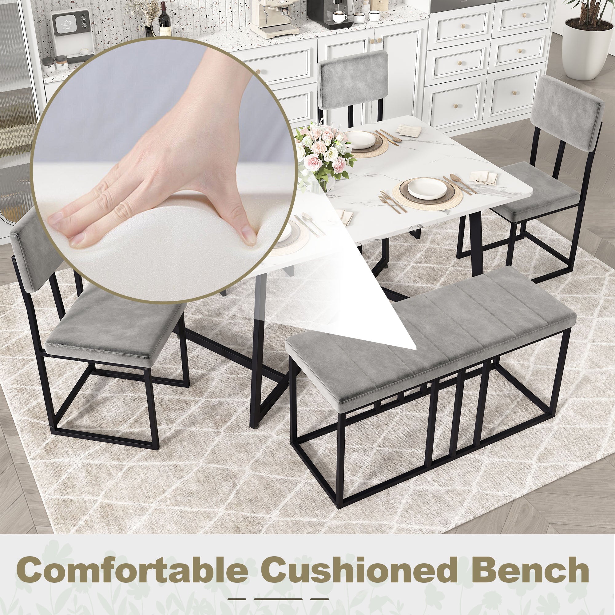 PAPROOS 6 Piece Dining Room Table Set