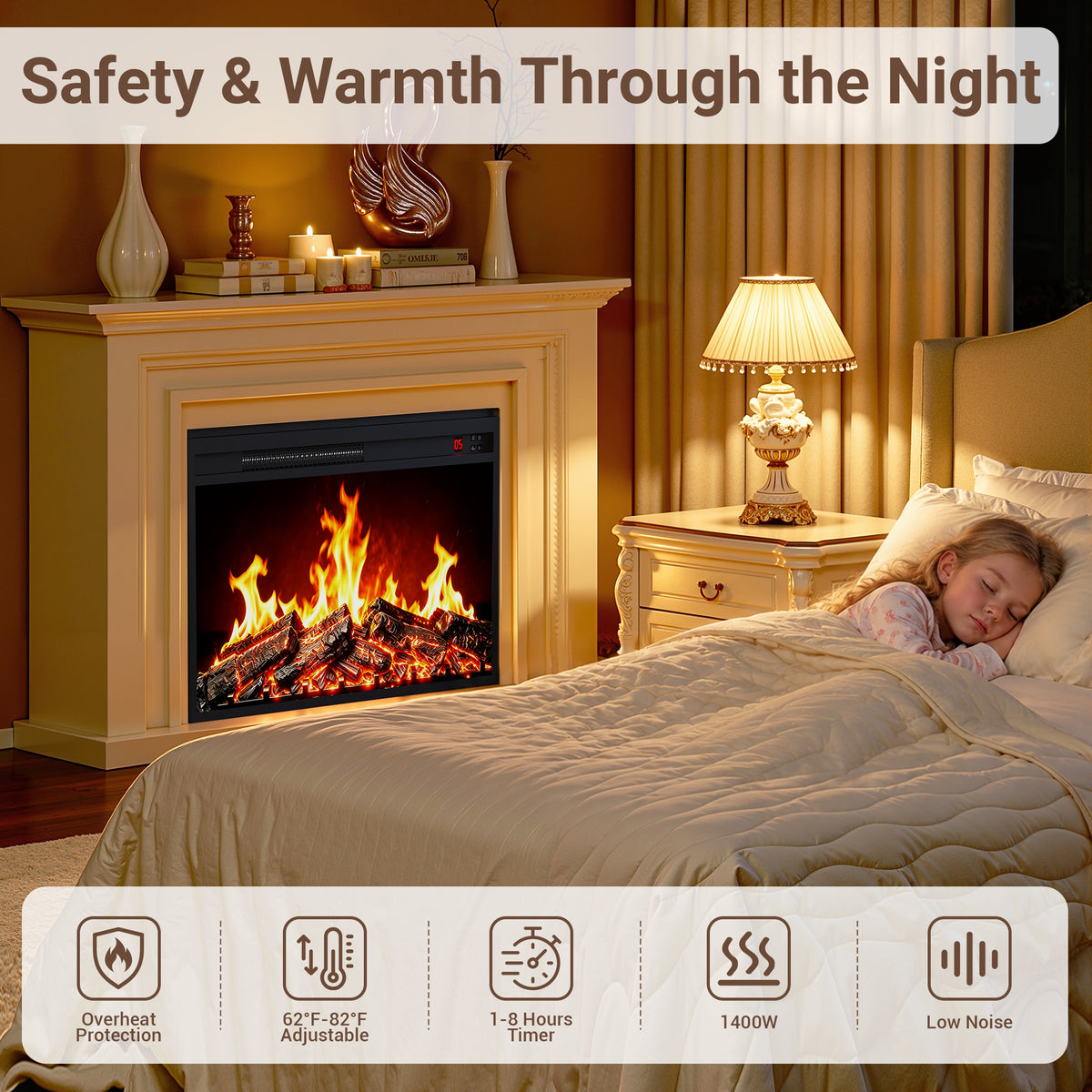 PAPROOS 30 Inch Electric Fireplace Insert