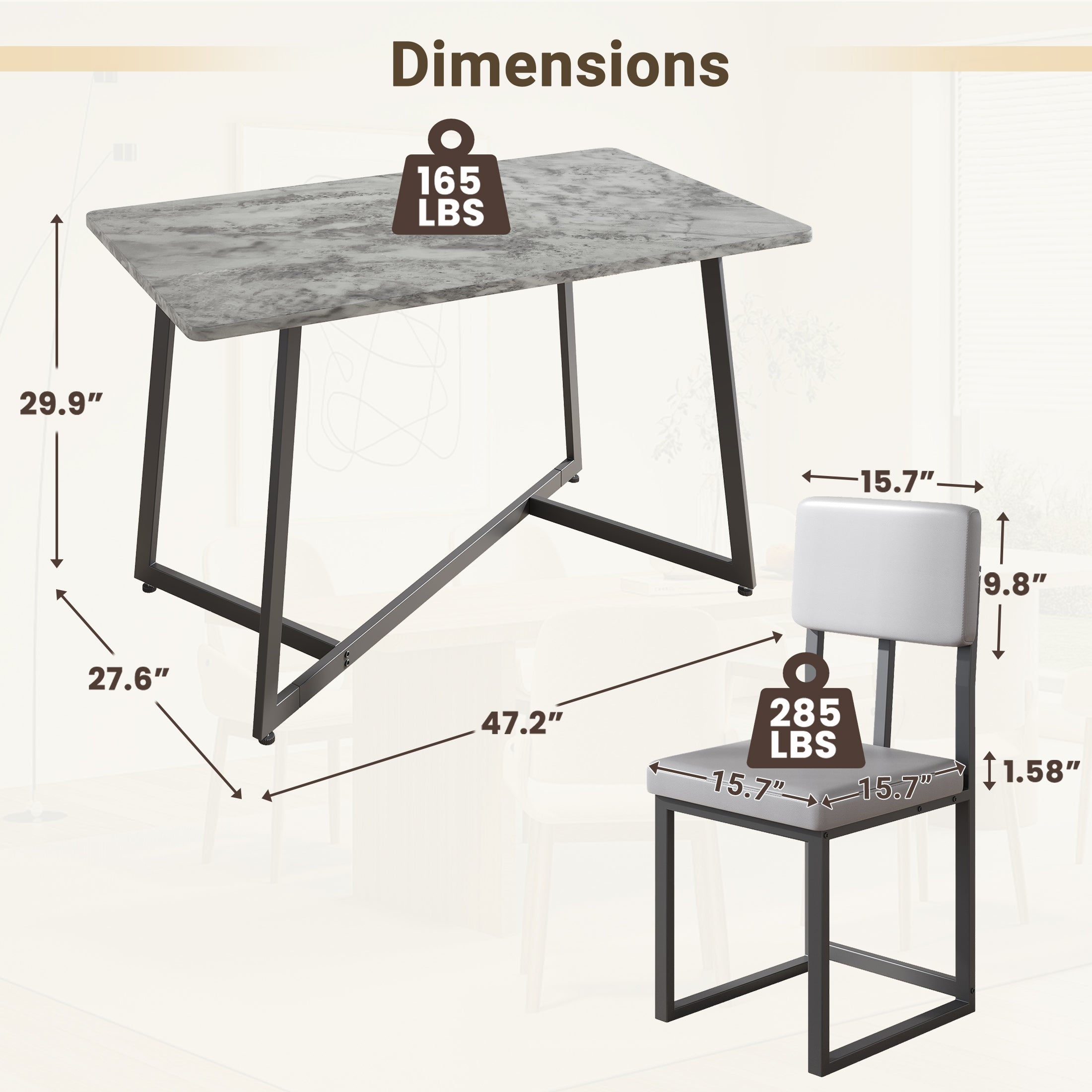 PAPROOS Dining Table Set for 4