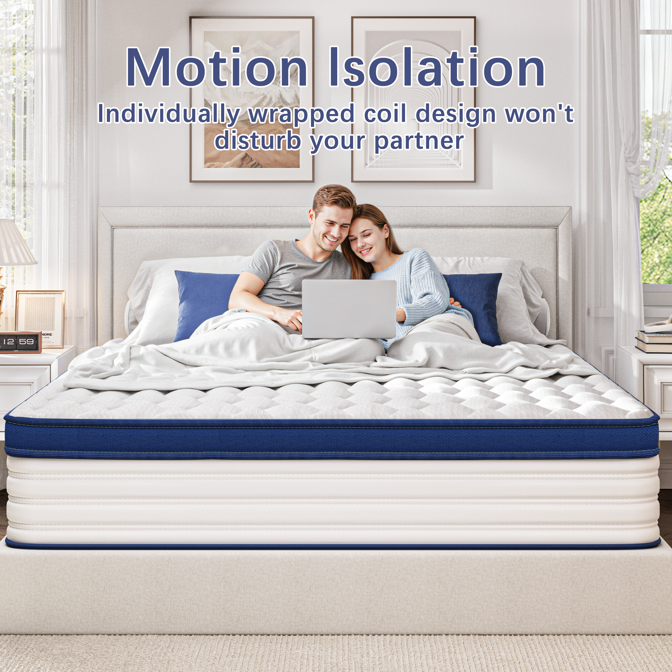 Paproos King Mattress, 12-inch Hybrid Mattress