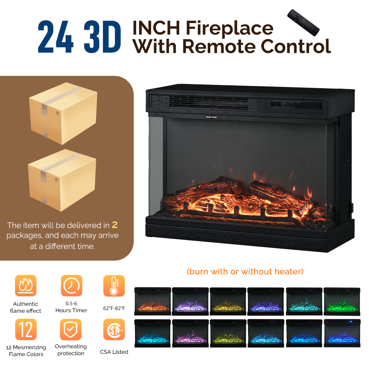 PAPROOS 58" Fireplace TV Stand