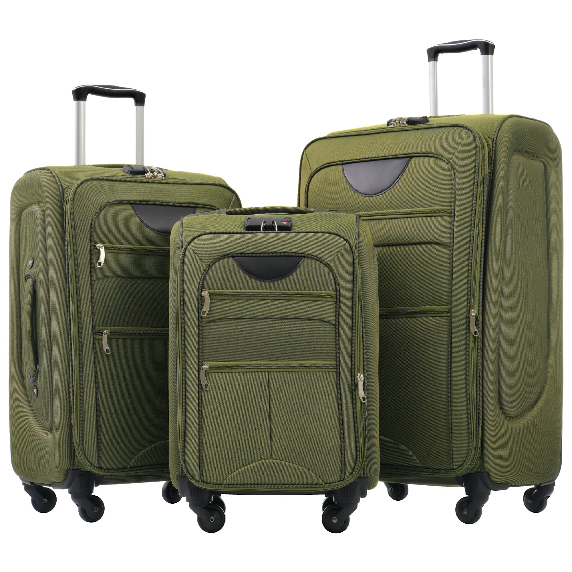 PAPROOS 3-Piece Luggage Set (20"/24"/28"), Softside Lightweight Suitcase with TSA-Lock and Spinner Wheels, Expandable Travel Luggage with Front Pocket for School, Travel