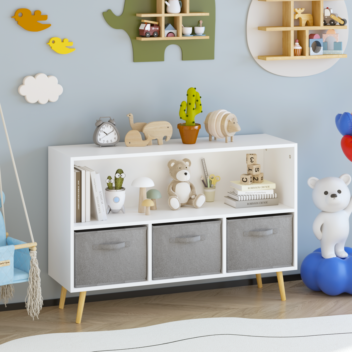 PAPROOS Kids Bookshelf and Storage