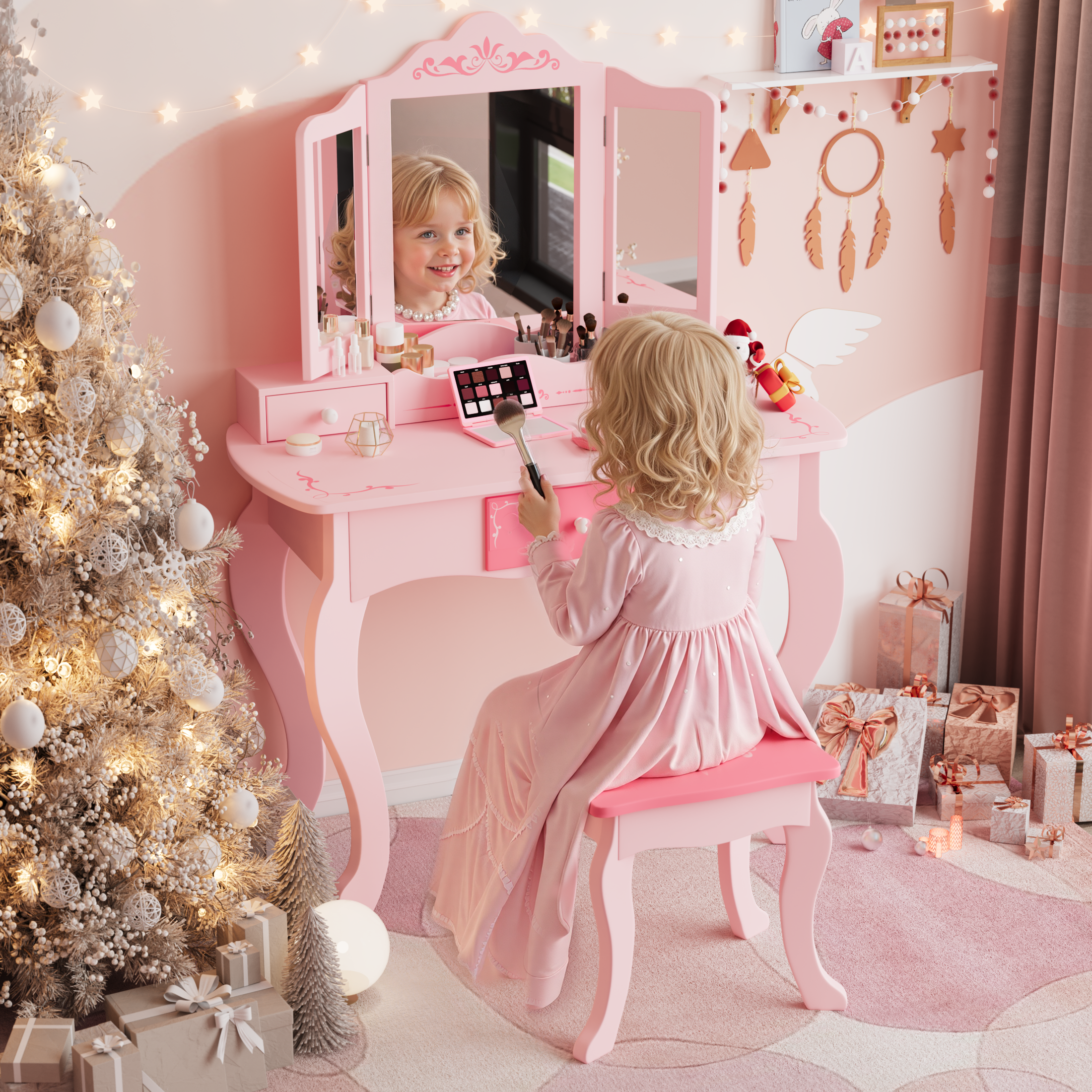 PAPROOS Kids Vanity with Mirrors